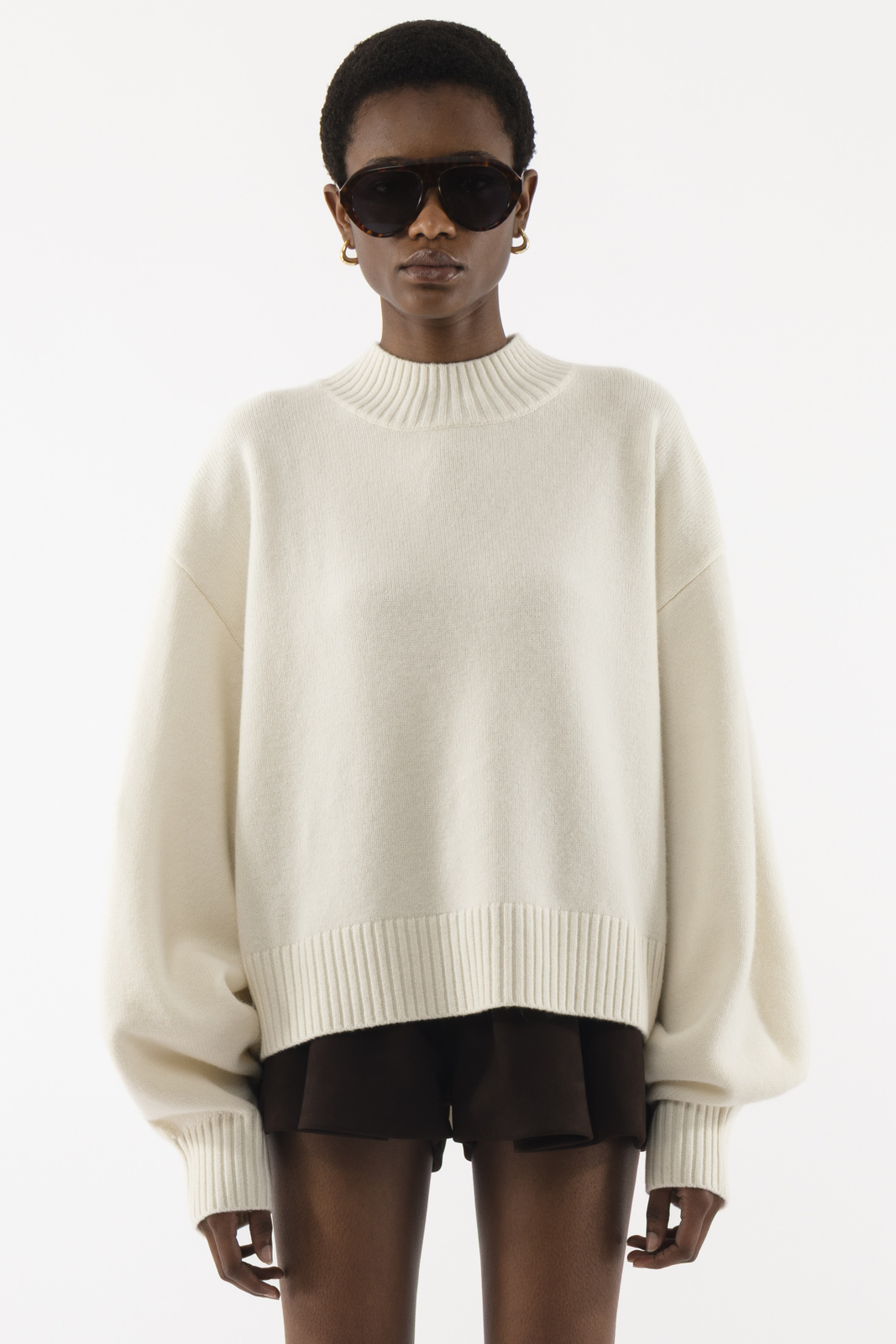 新品roughlow docking ensemble knit Ivory Knitted Sweater - Arakii