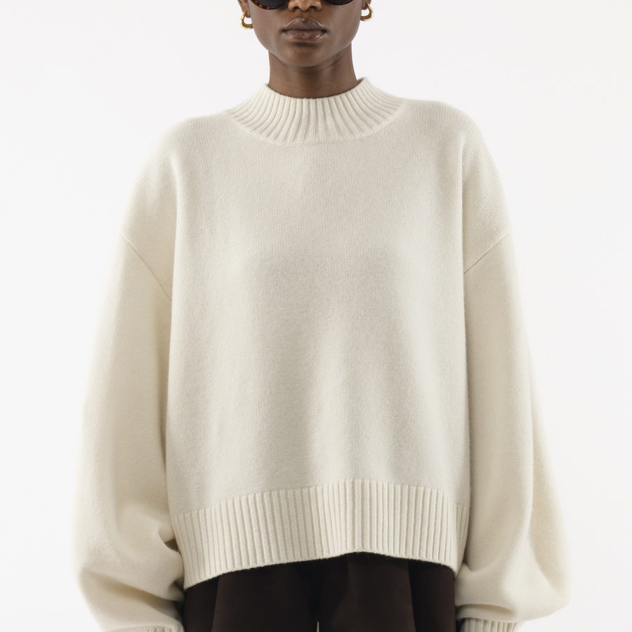 トップス KAJA WOOL AIR YARN HENLEY NECKKNIT M ovy Knitted Sweater - Arakii