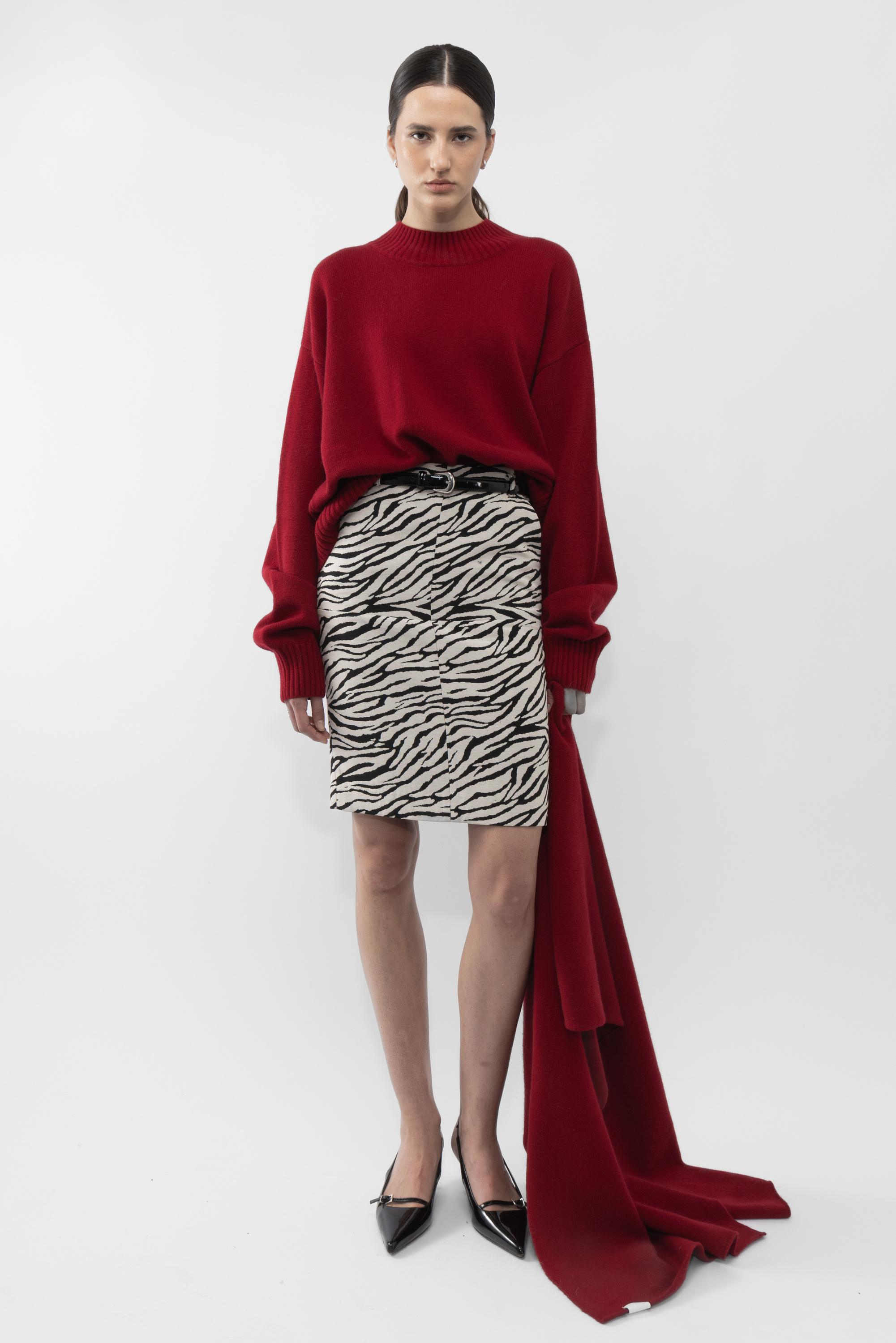 トップス GRANCY ZipDesign Asymmetry Knit RED GRANCY ZipDesign Asymmetry Knit RED トップス