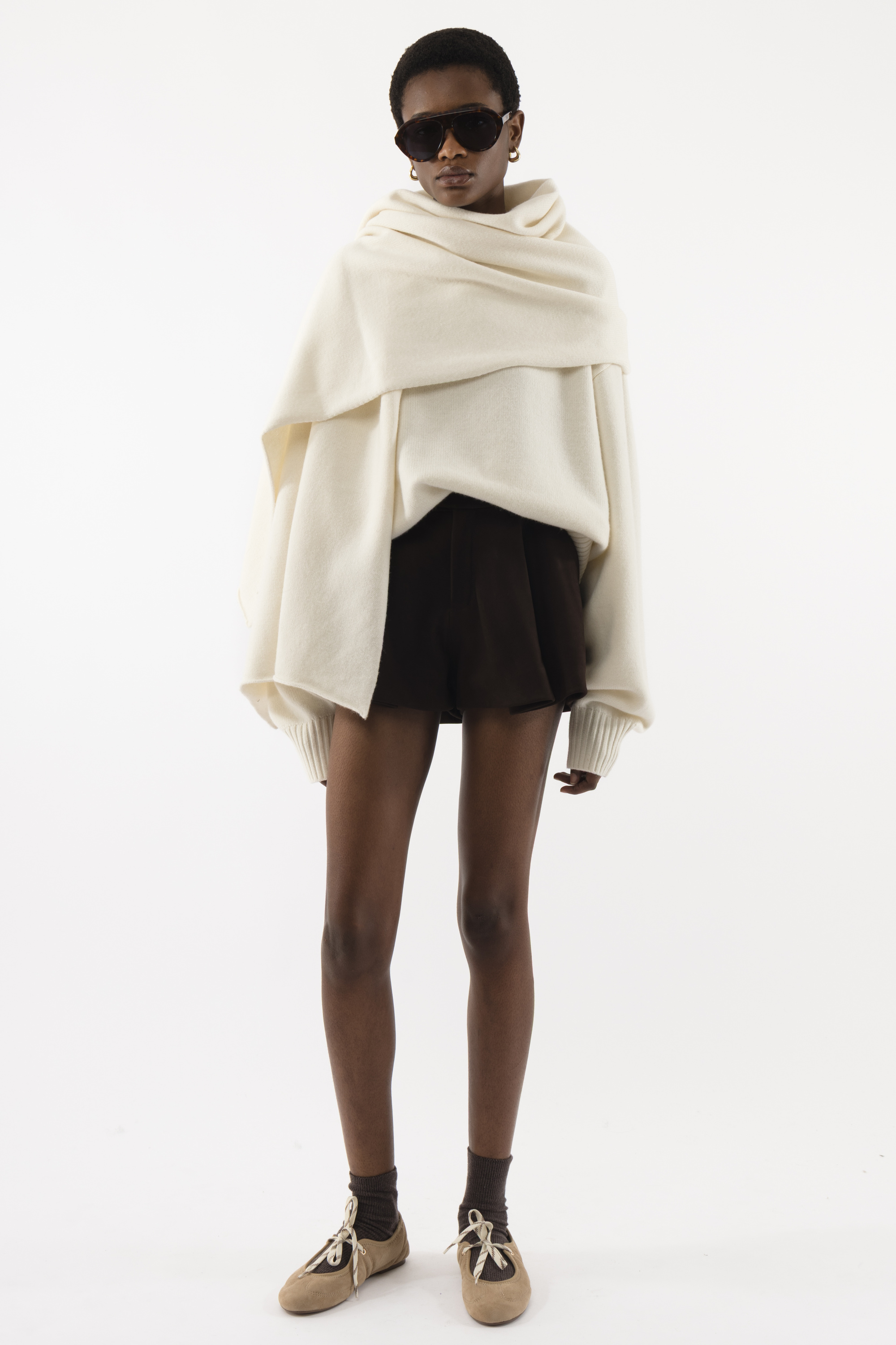 eaphi　SCARF MOTIF KNIT SKIRT Eaphi scarf motif knit skirt ivory short