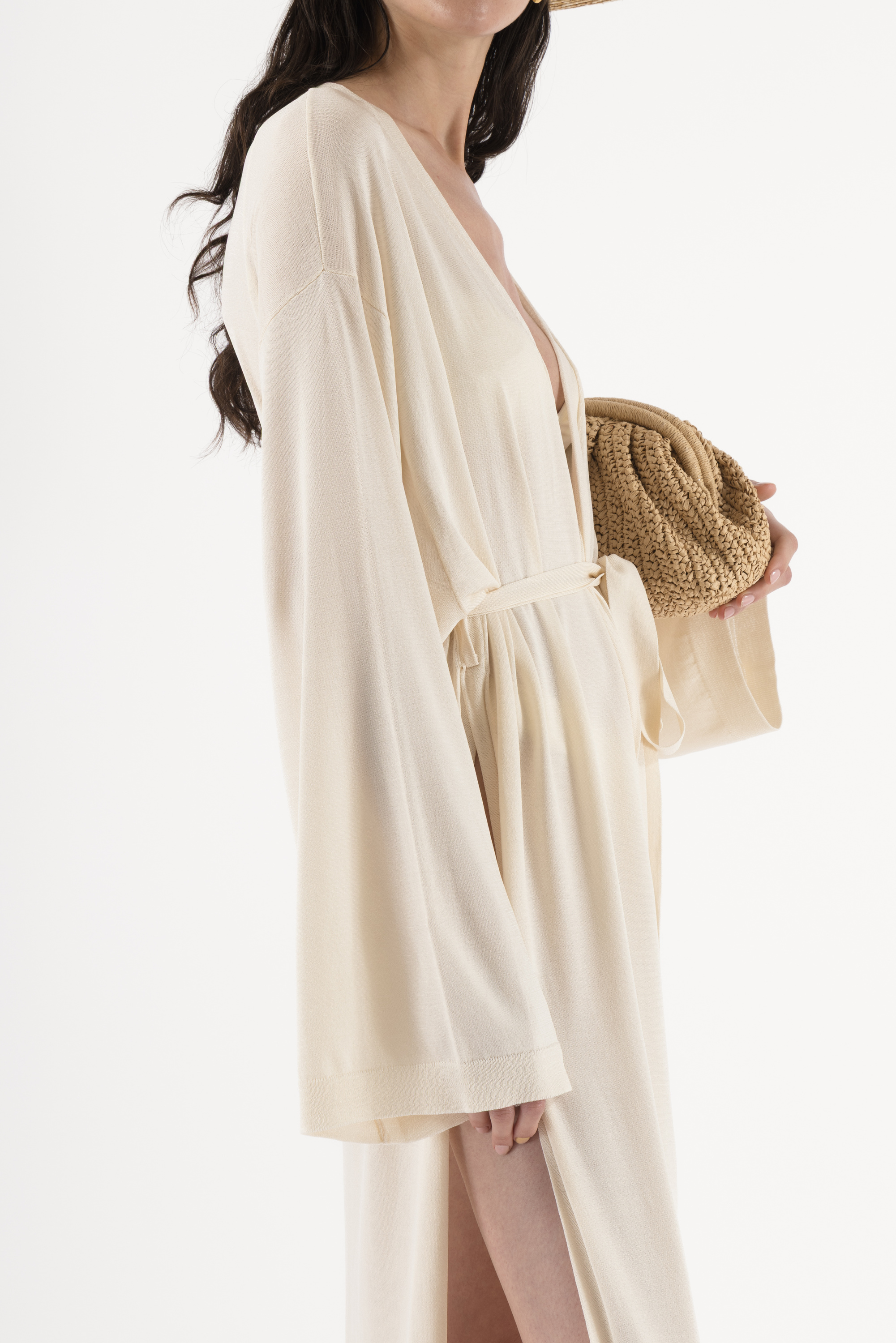 Arakii Kimono Dress | High-Cut Side Slit | Wide-Sleeve, Removable-Belt | Oversized, Off-White Arakii Kimono Dress | High-Cut Side Slit | Wide-Sleeve, Removable-Belt | Oversized, Off-White