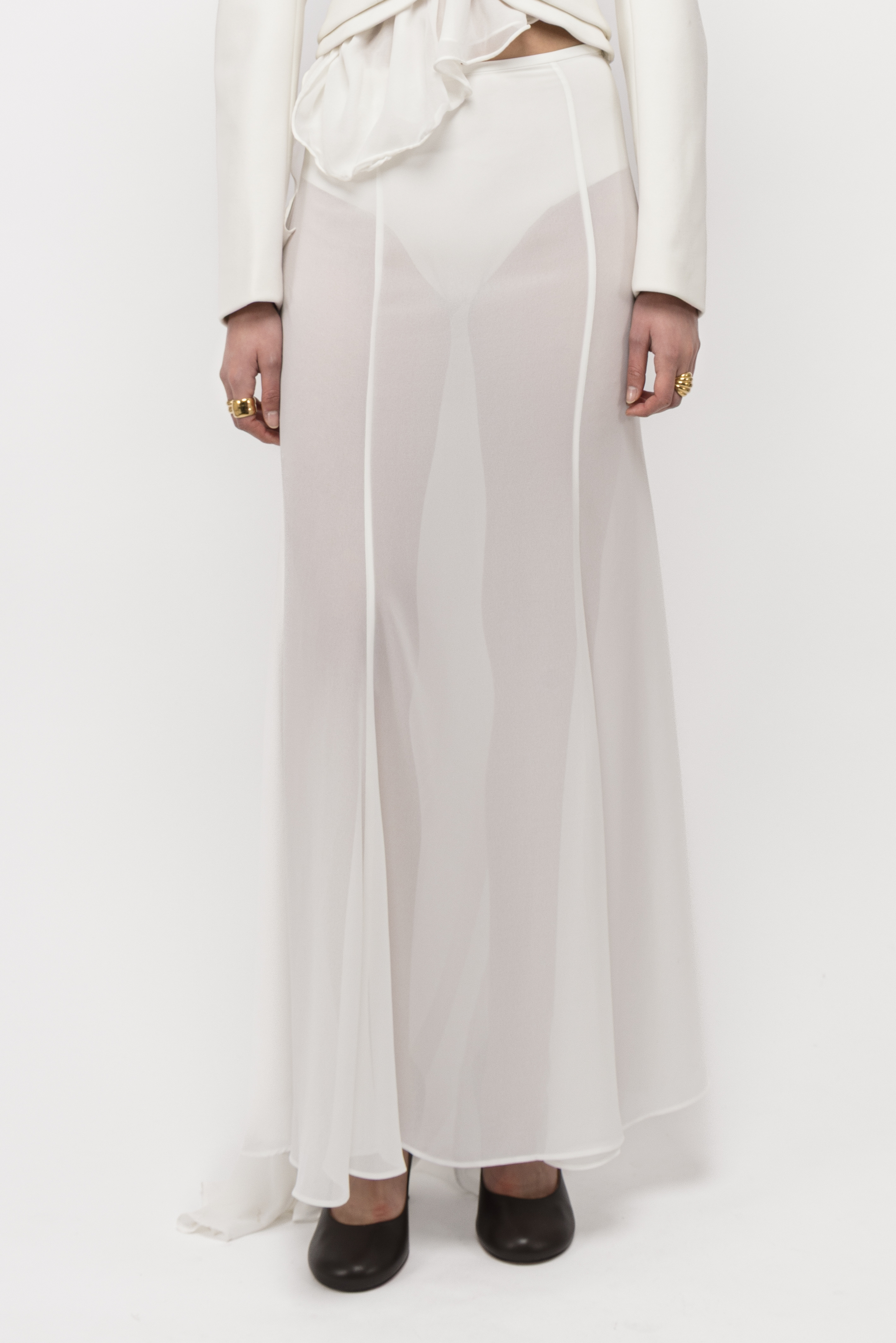 ★MARDI MERCREDI★SHEER MAXI LAYERED SKIRT★大人気★ SHEER MAXI LAYERED SKIRT_CREAM - MARDI MERCREDI