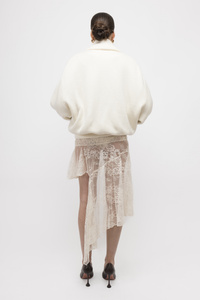 【NONCODE】Sika Lace Unbalanced Skirt Cia Black Asymmetrical Lace Micro Mini Skirt – FINESSE