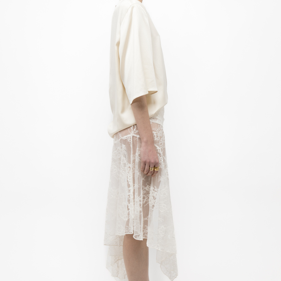 ◆VINAJ◆ Lace Uneven Skirt Cover Up White Villi White Asymmetrical Lace Skirt – FINESSE