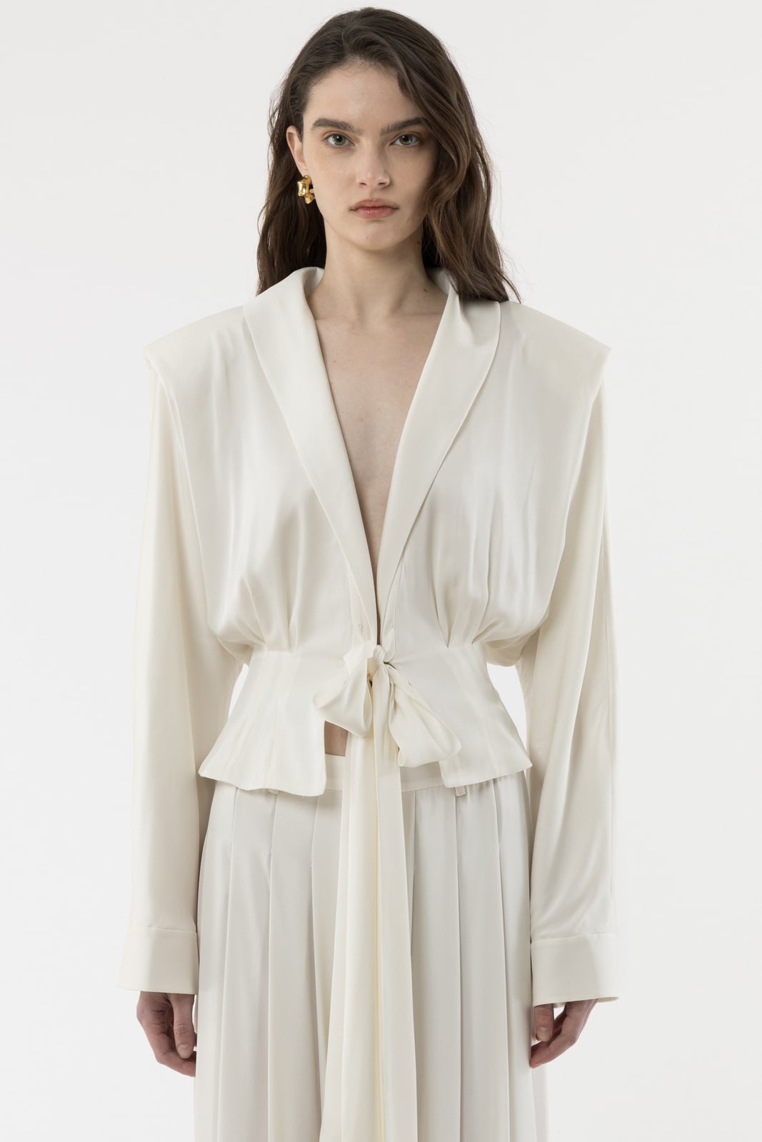 Front Tie Silk Blouse, Silk jacket, silk suit - Arakii