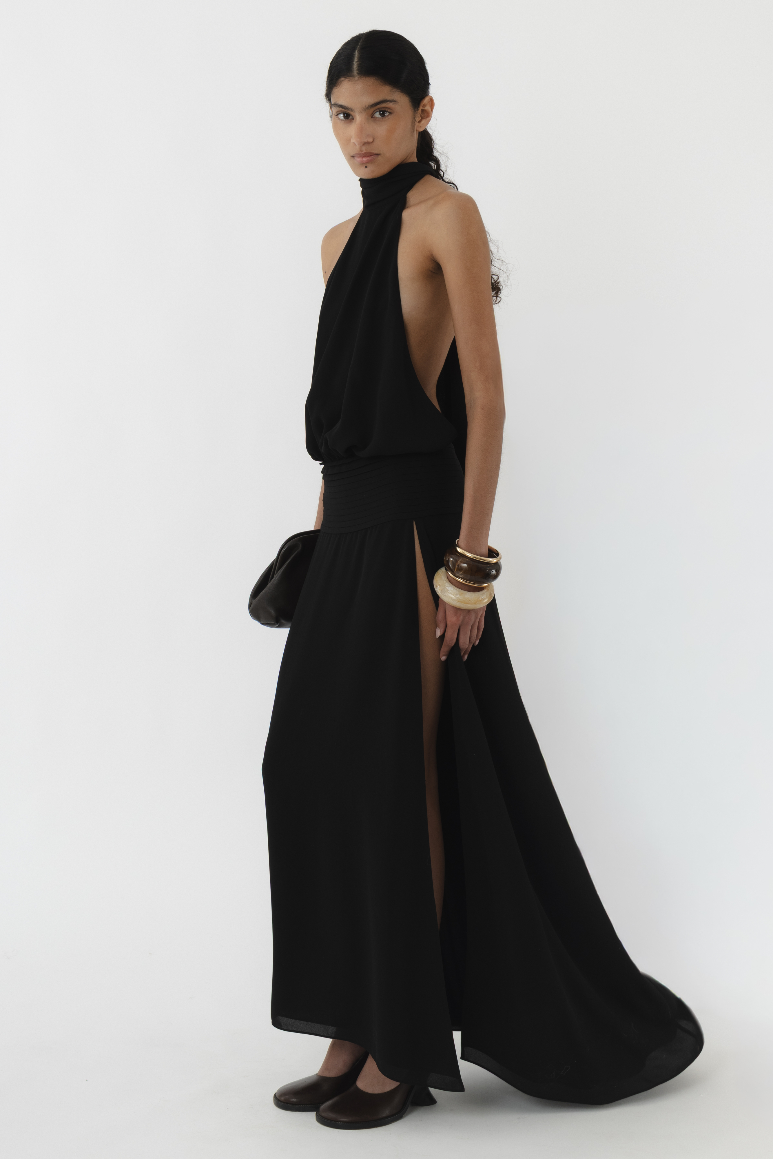 Deep Back Halter Dress - Arakii