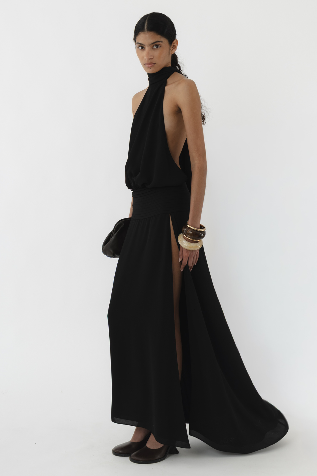 Deep Back Halter Dress - Arakii