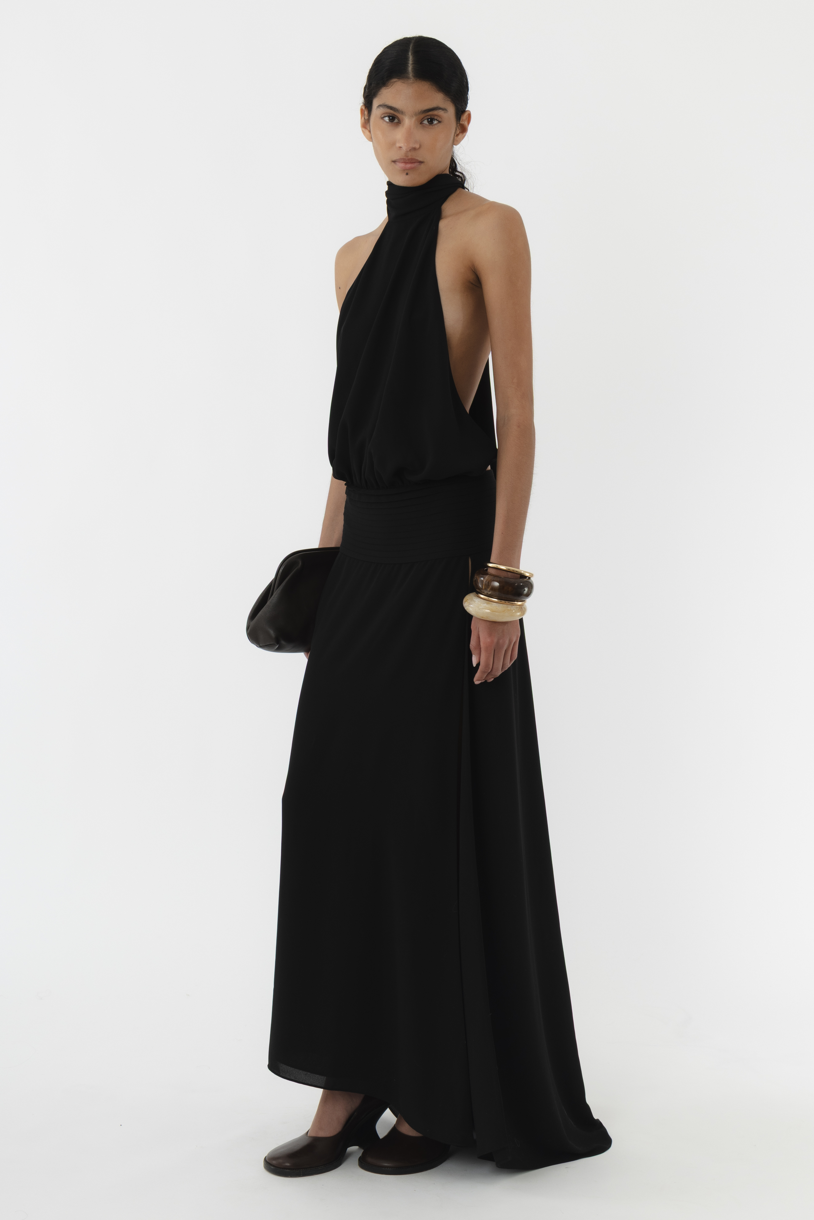 Deep Back Halter Dress - Arakii