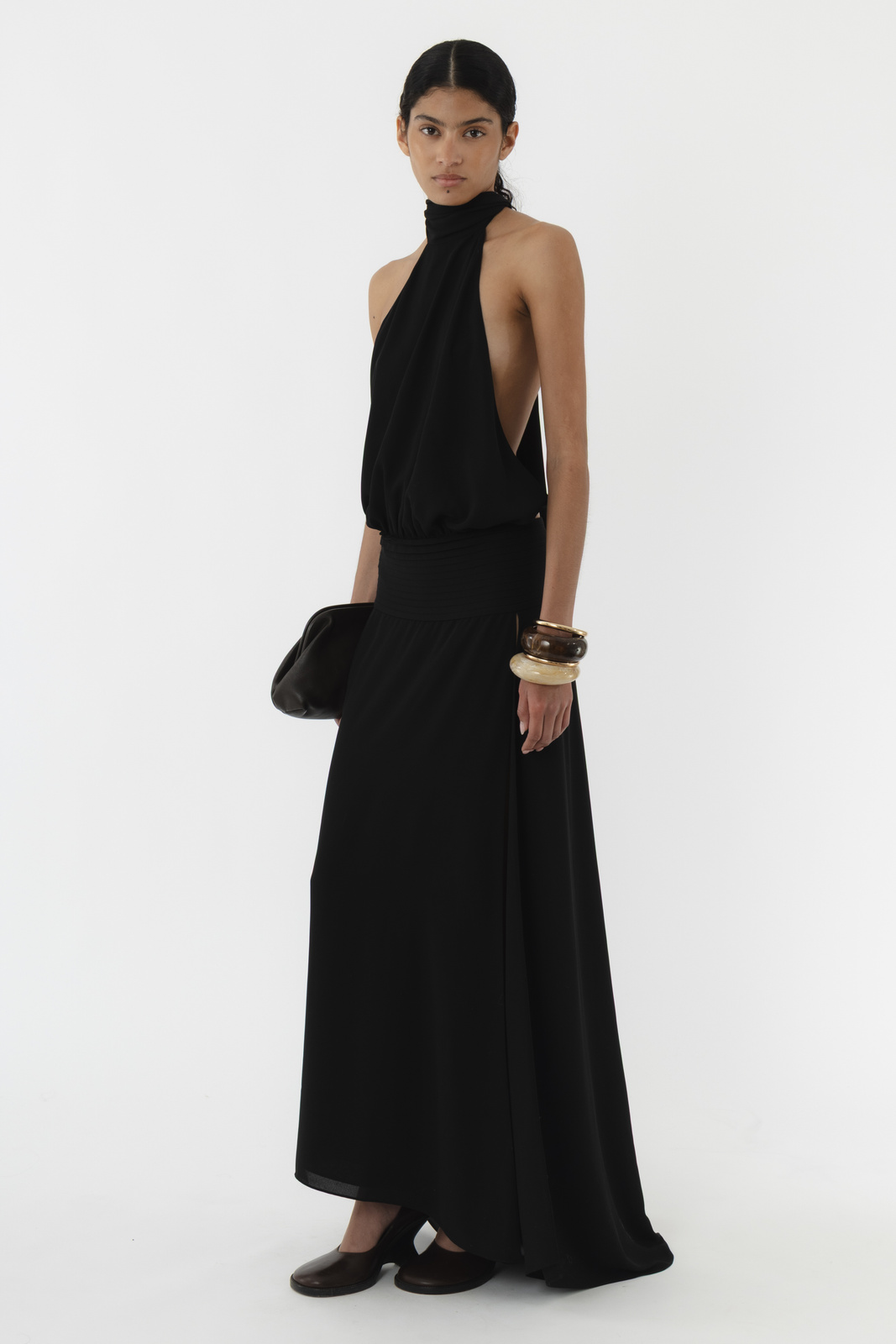 Deep Back Halter Dress - Arakii