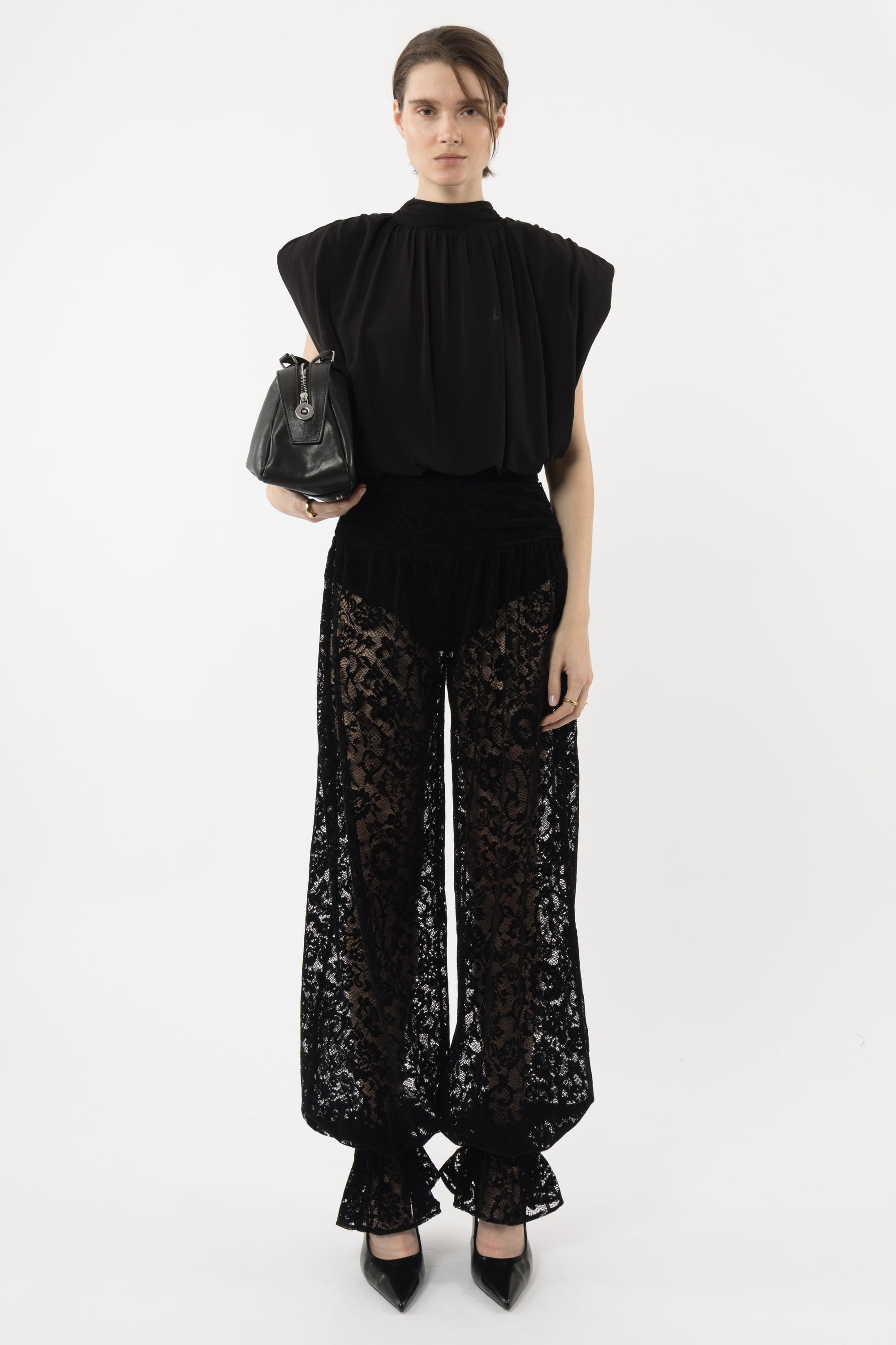 Velvet Lace Balloon Pants - Arakii