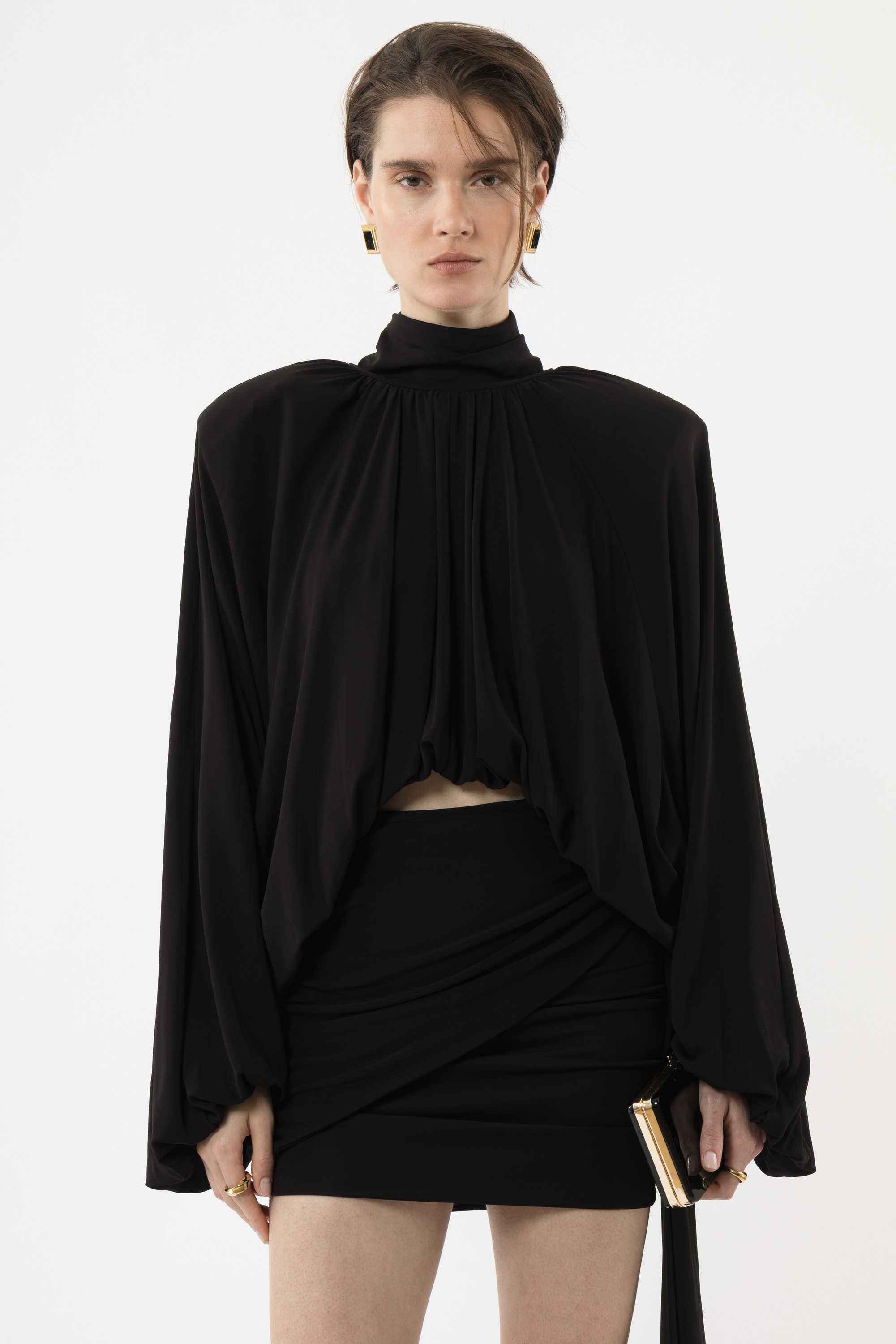 black maternity mini dress Sequin Belted Balloon Sleeve Mini Dress – InTheStyle main image 0