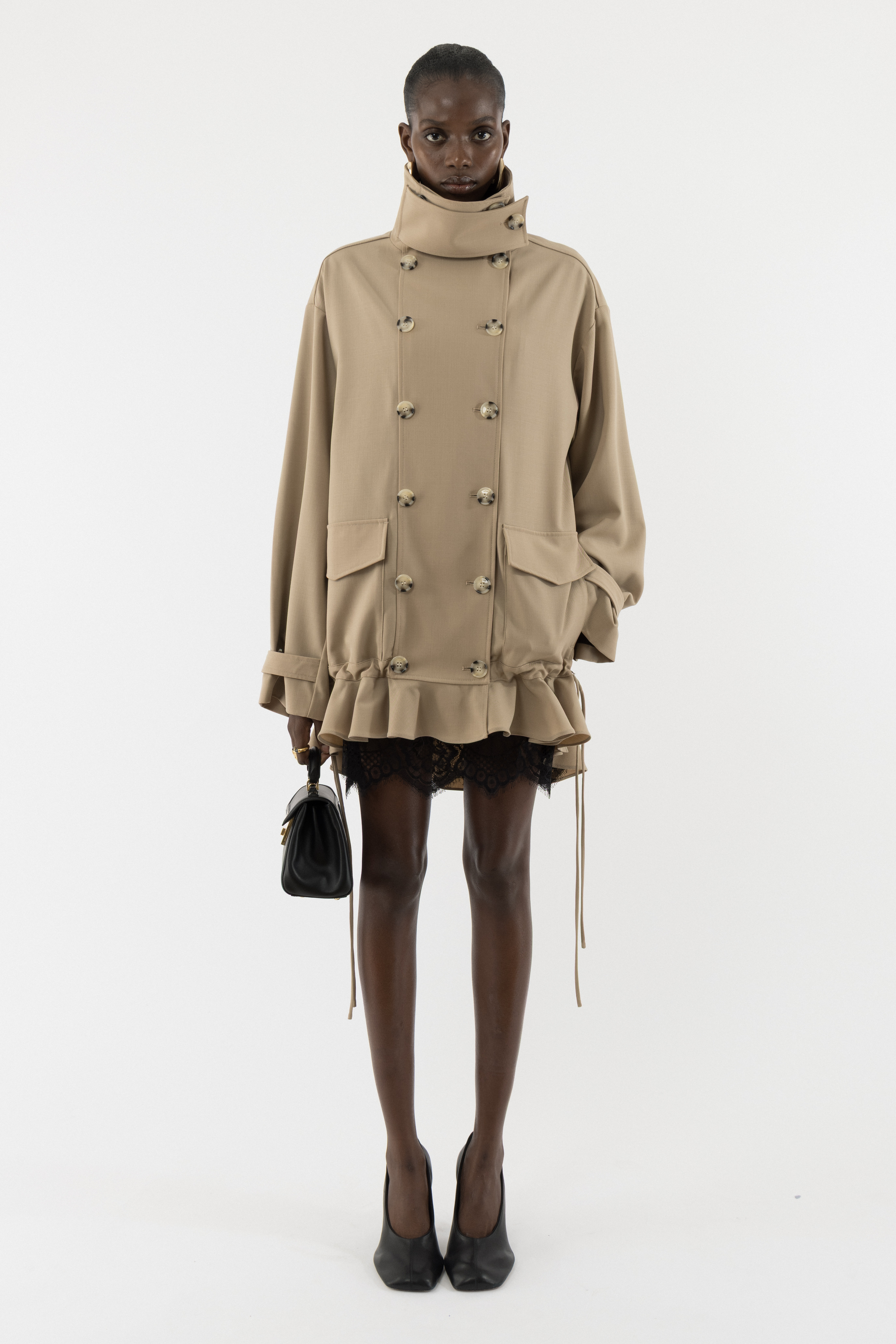 ジャケット・アウター Eaphi RUFFLE LAPEL JACKET beige 359_f61a64847c-spring-1-9660-