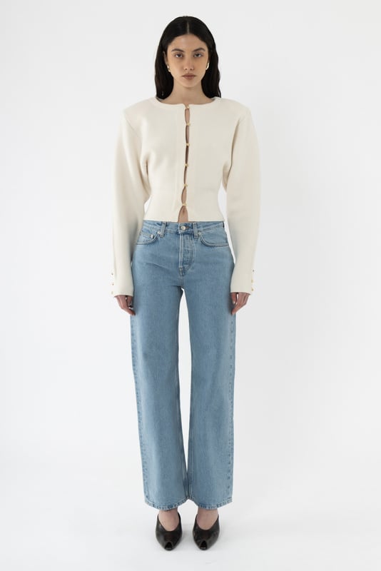 Wool Shoulder Pad Cardigan - Arakii