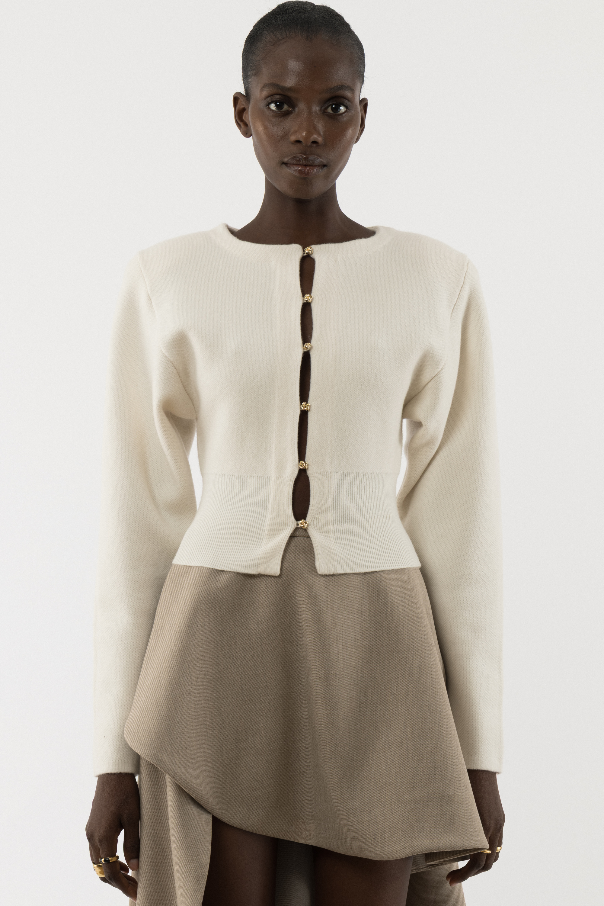 Wool Shoulder Pad Cardigan - Arakii