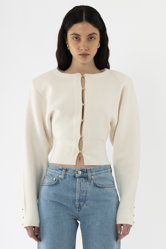 カーディガン Roku 6 SHIRRING CURVE CARDIGAN 6（ロク）の「＜6(ROKU)＞SHIRRING CURVE CARDIGAN/カーディガン