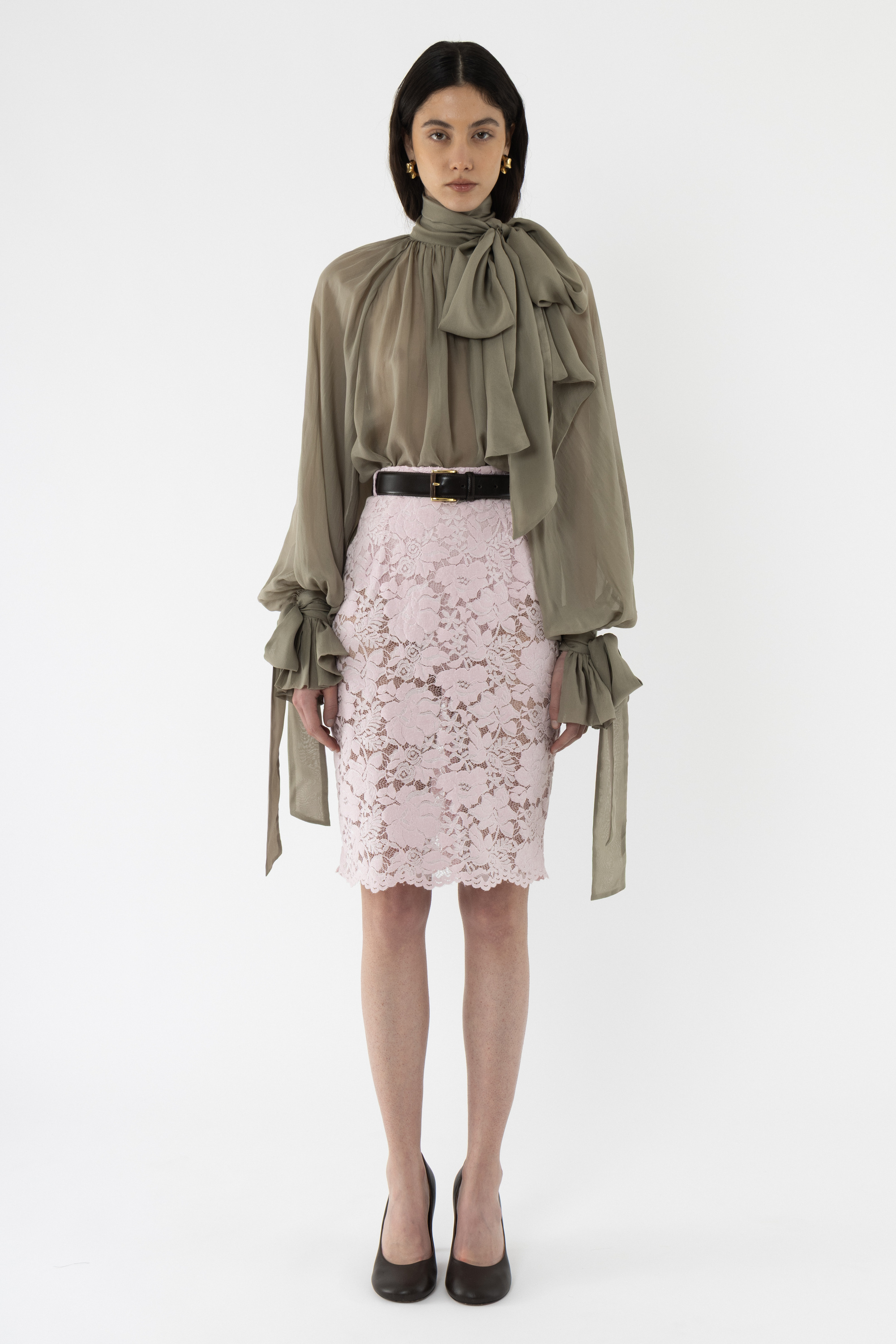 ARTS＆SCIENCE balloon blouse khaki ブラウス Silk Balloon Blouse - Arakii