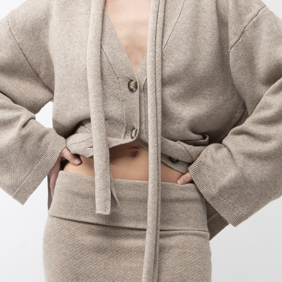 Yoli Silk wrap skirt（Beige） - マーマーなブックス アンド