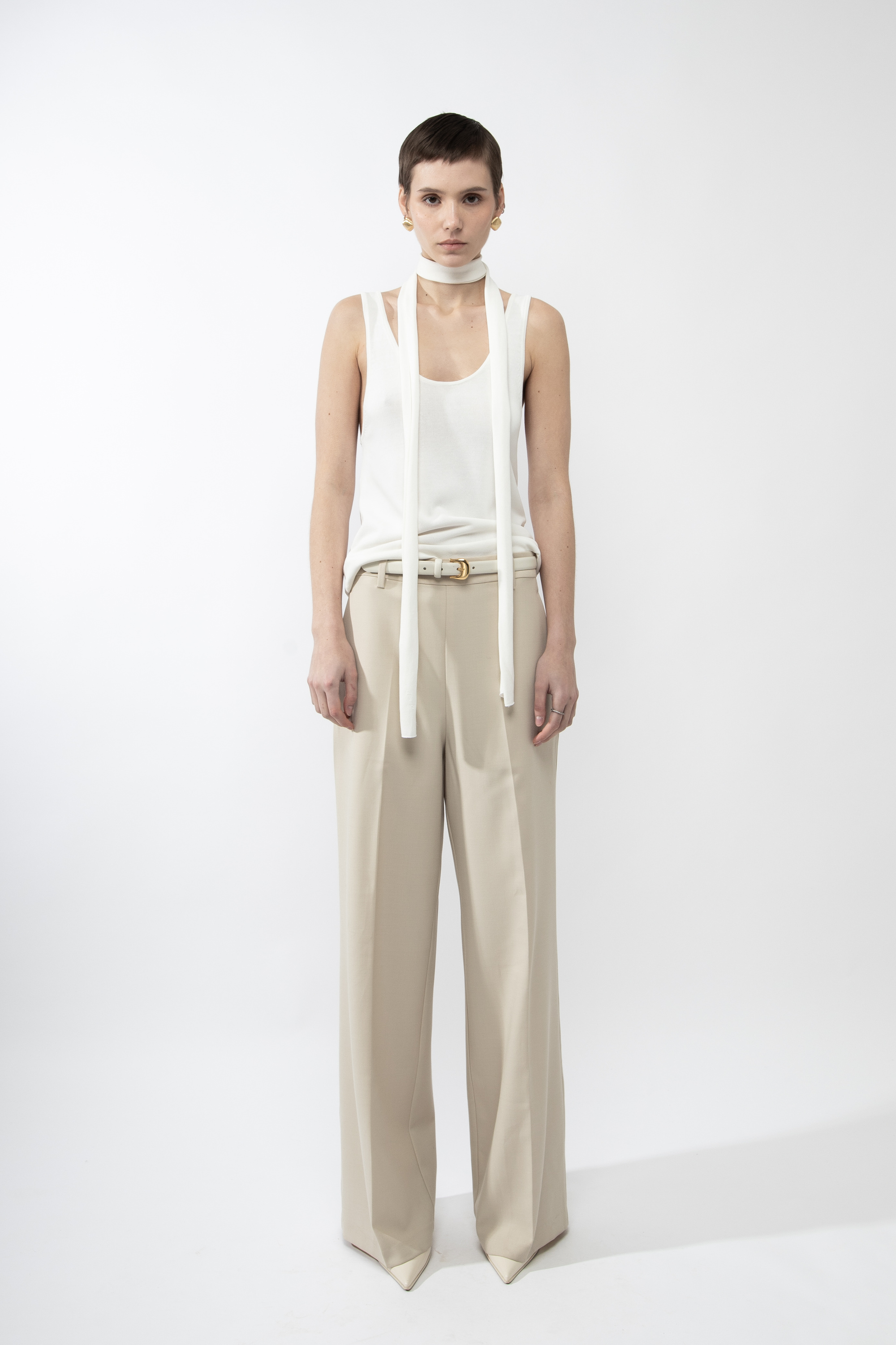 ANDMARY Alison frill tops ベージュ ANDMARY】Alison frill tops