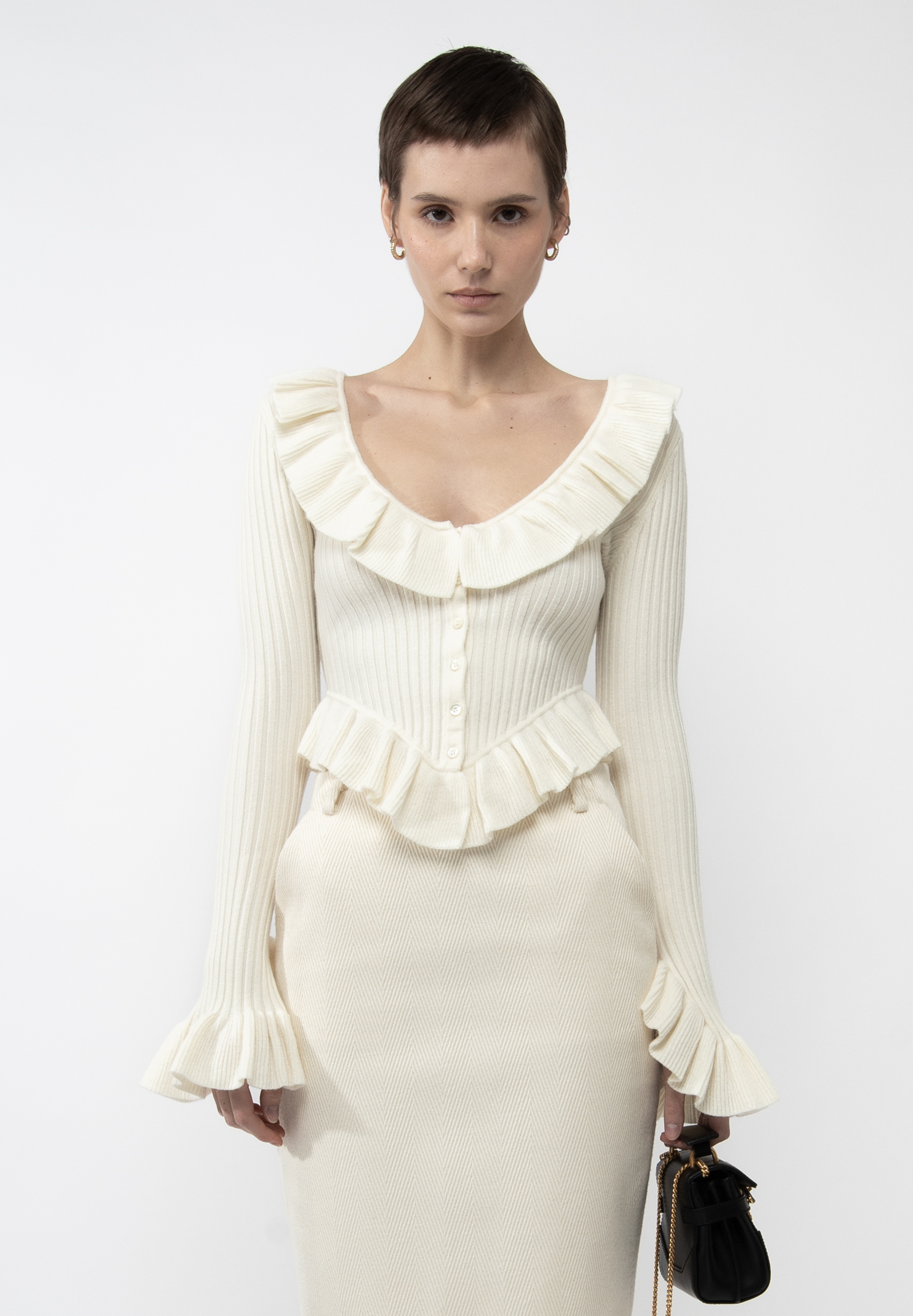 ANDMARY Alison frill tops ベージュ ANDMARY】Alison frill tops