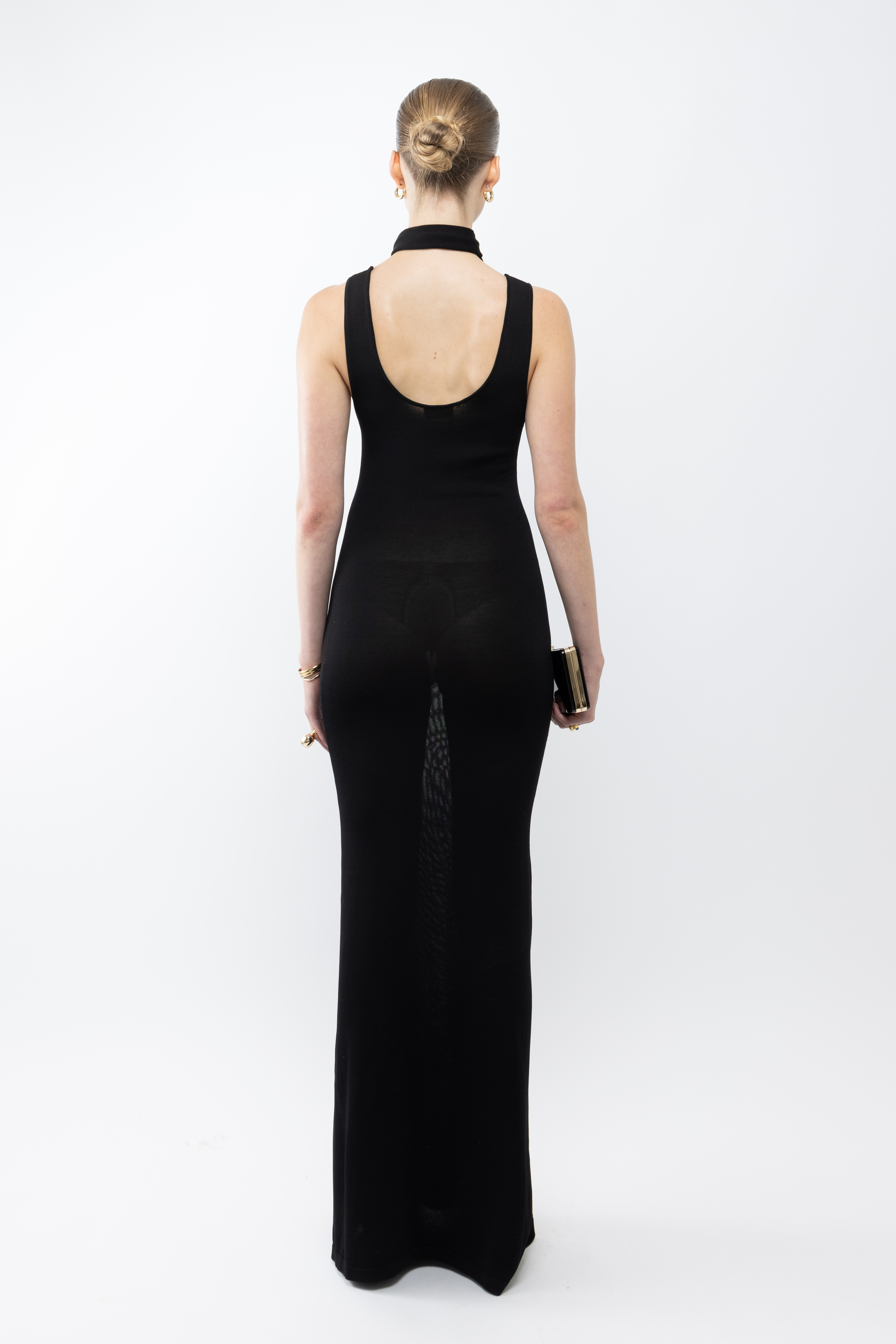 Arakii Moment Scarf Maxi Dress In Black