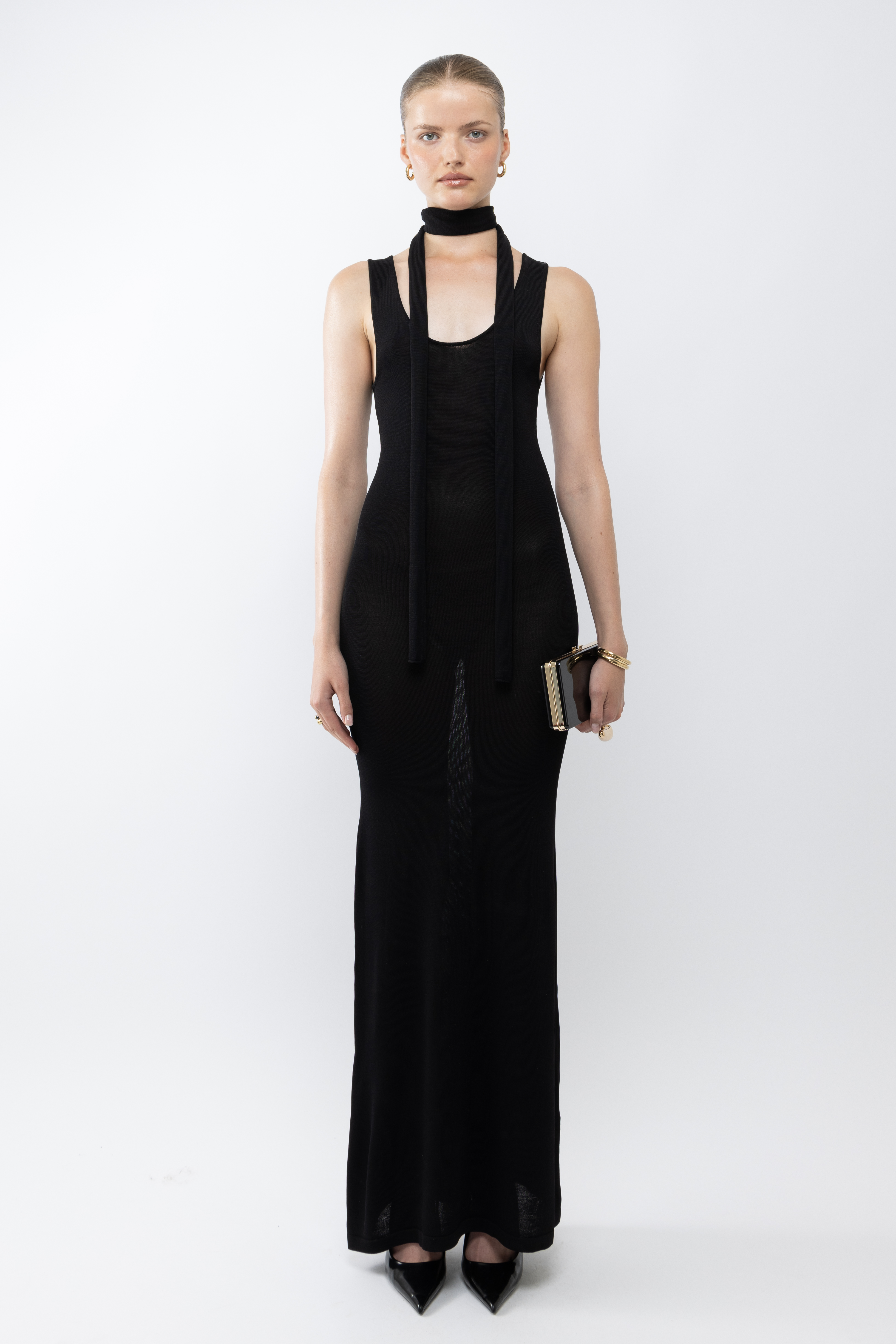 Arakii Moment Scarf Maxi Dress In Black