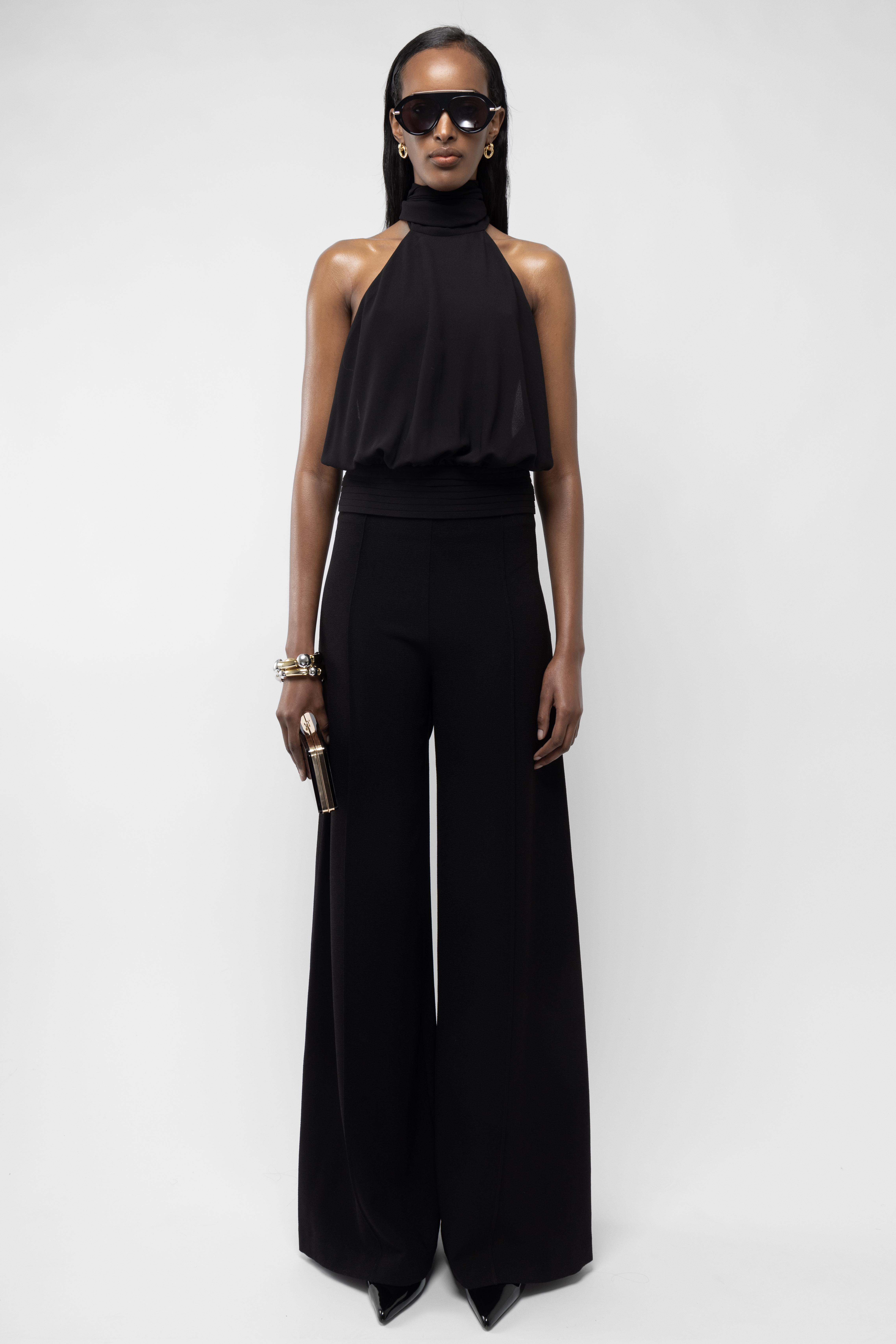 Arakii Deep Back Halter Top In Black
