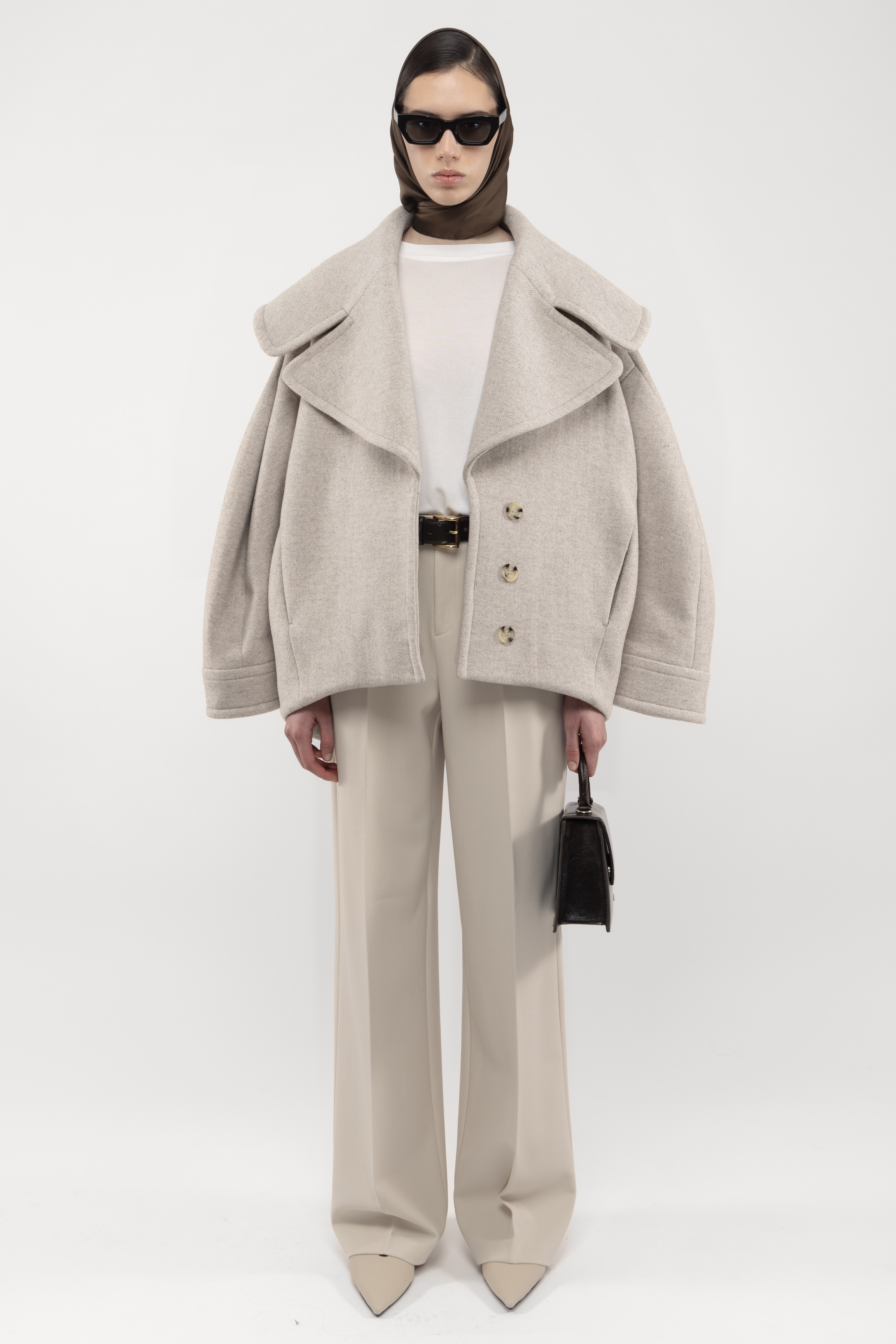 Arakii Rounded Wool Jacket In Gray
