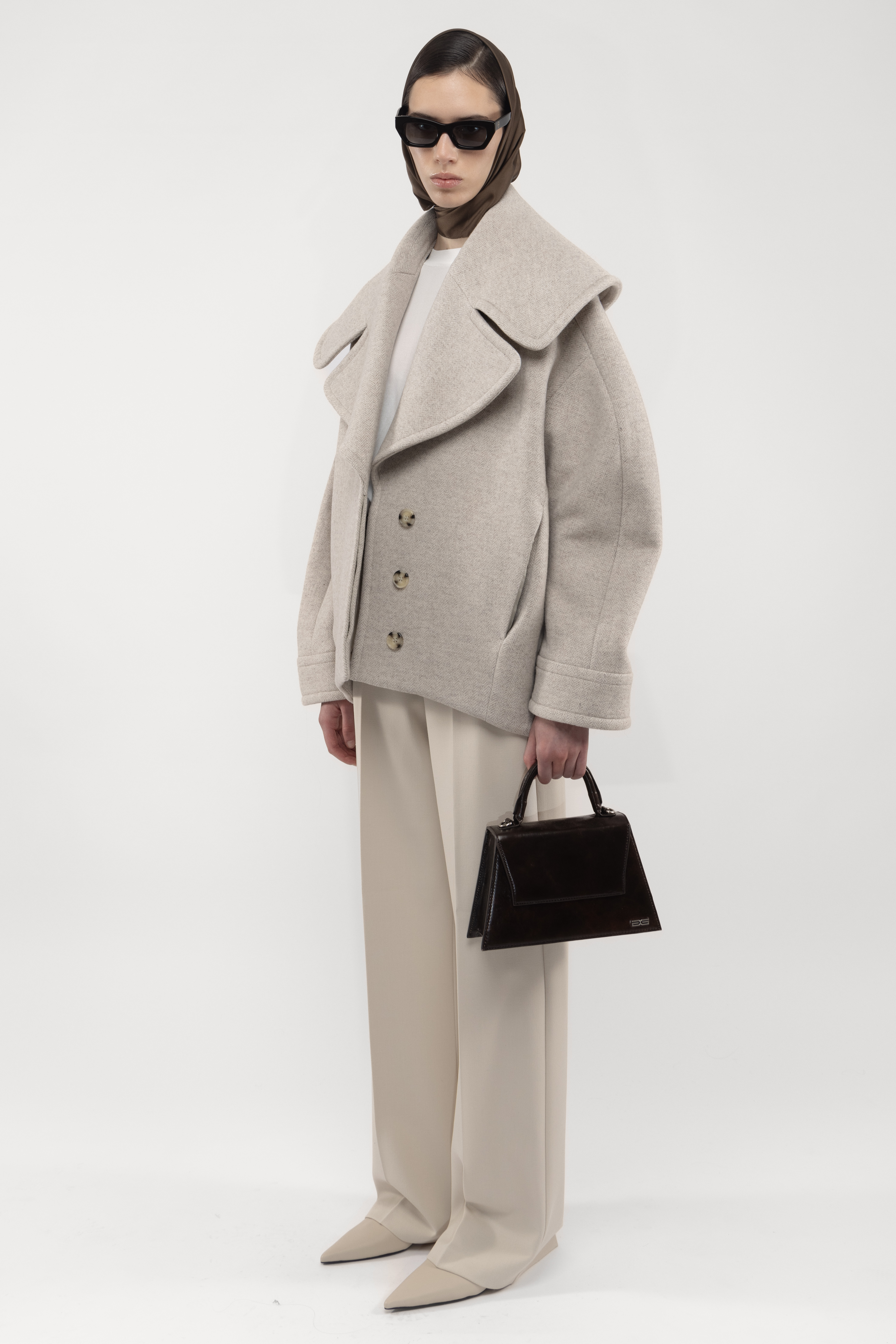 Arakii Rounded Wool Jacket In Gray