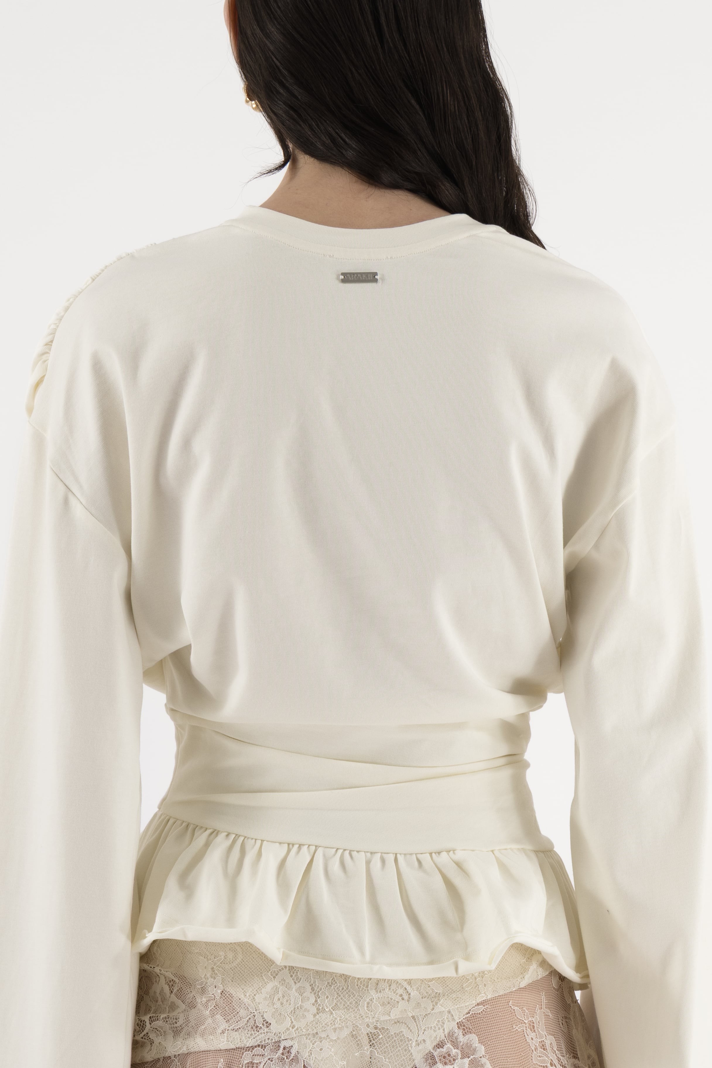 Arakii Draped Long Sleeve Shirt In White
