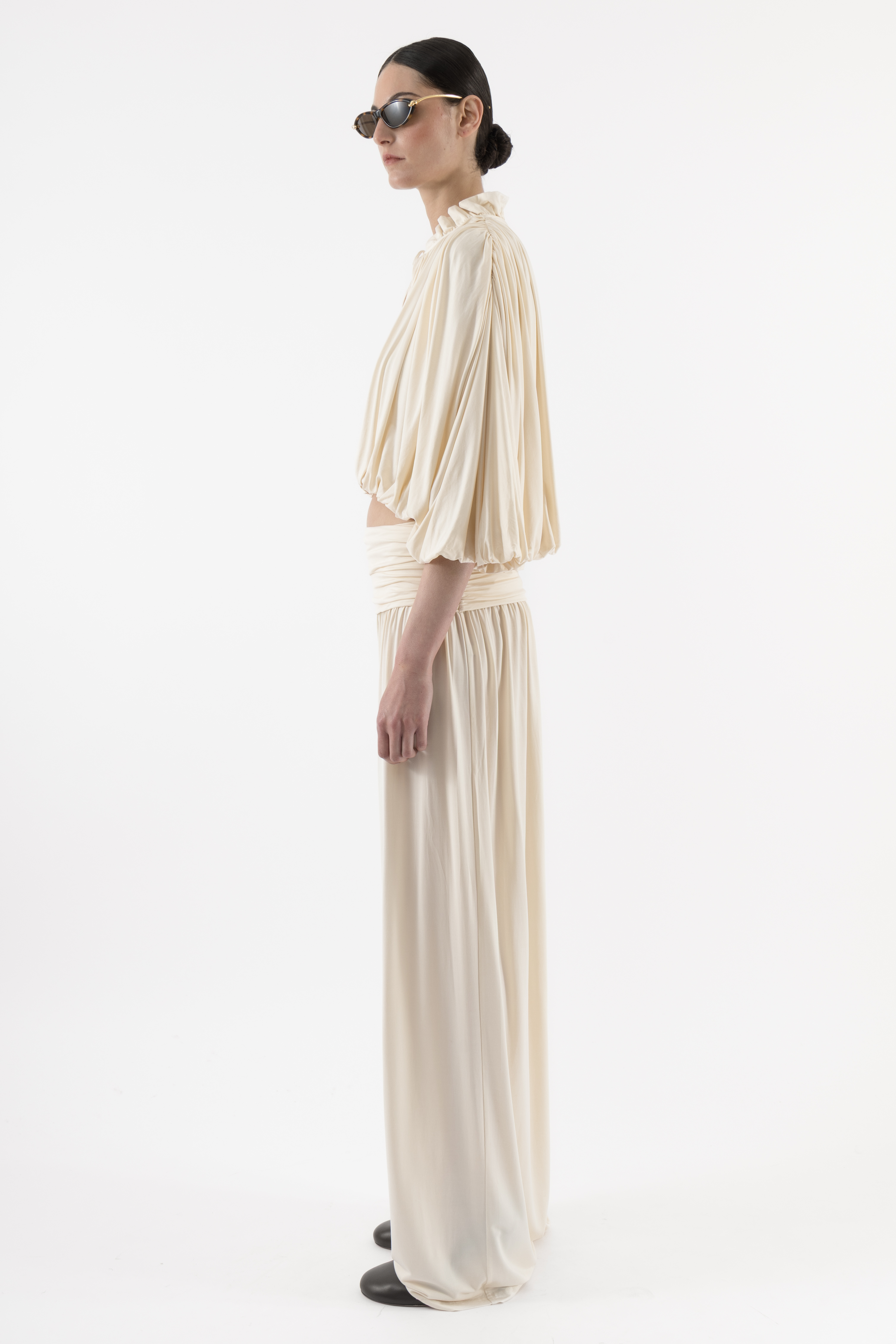 Arakii Draped Balloon Blouse In White