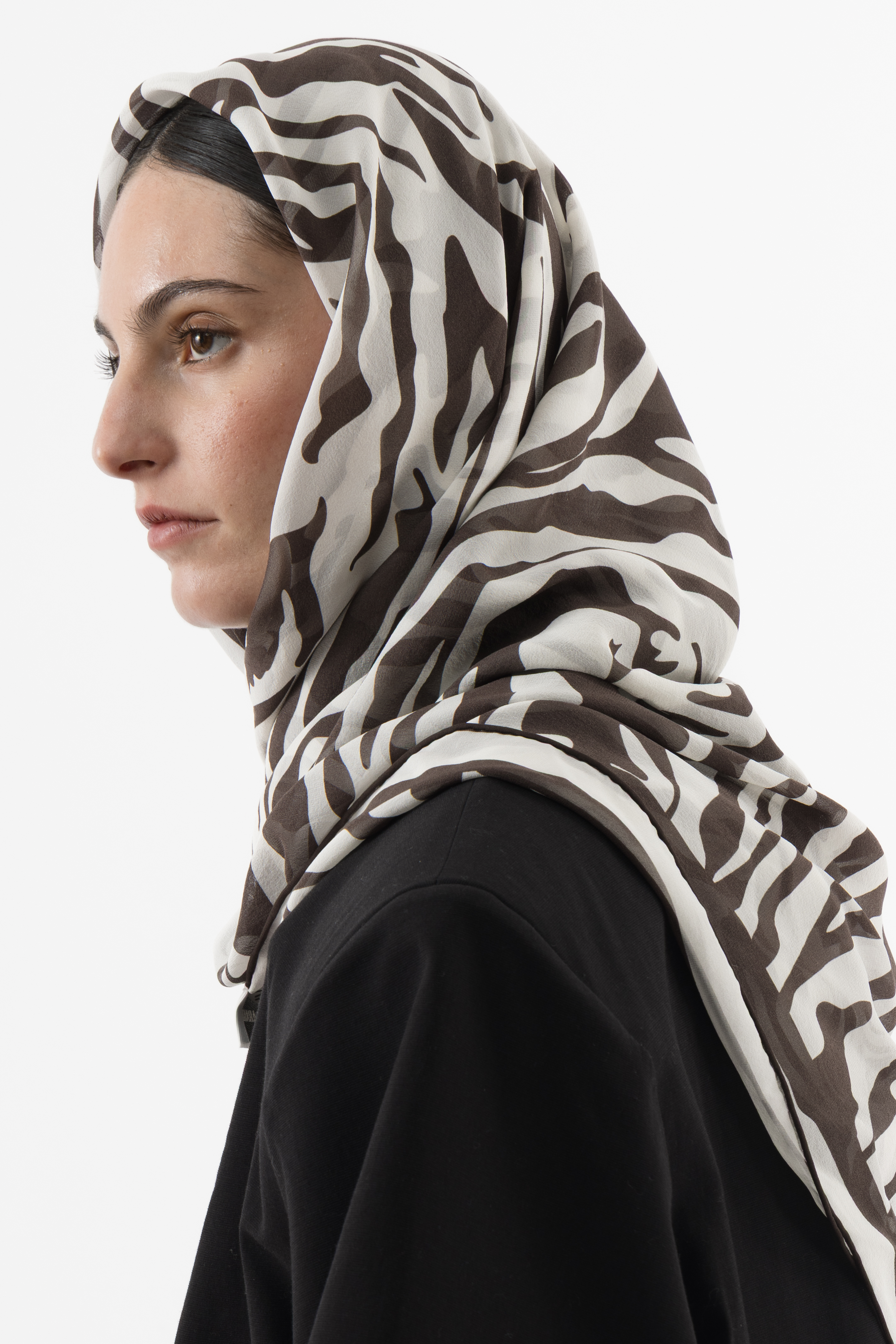 Arakii Zebra Silk Scarf In Black