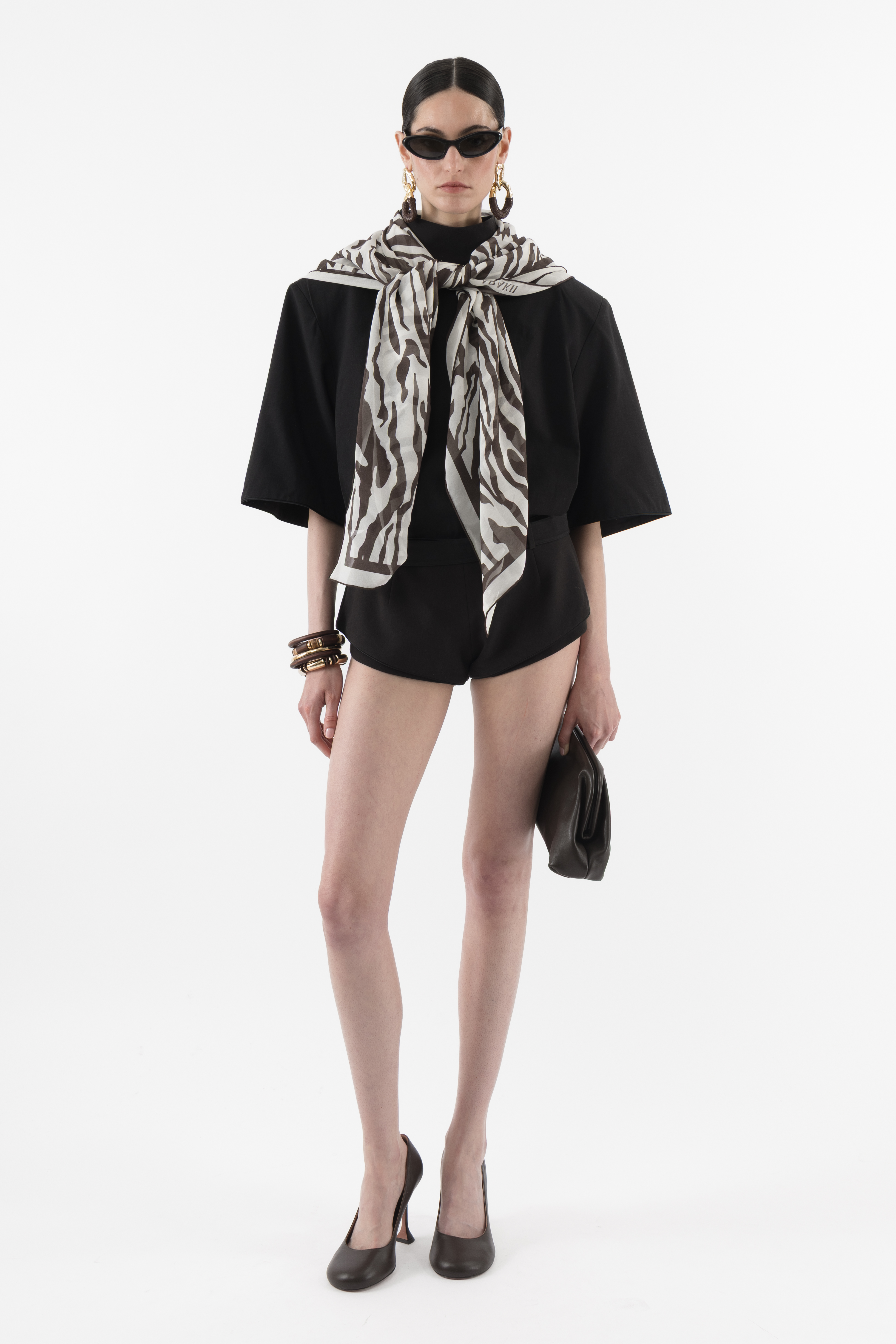 Arakii Zebra Silk Scarf In Black