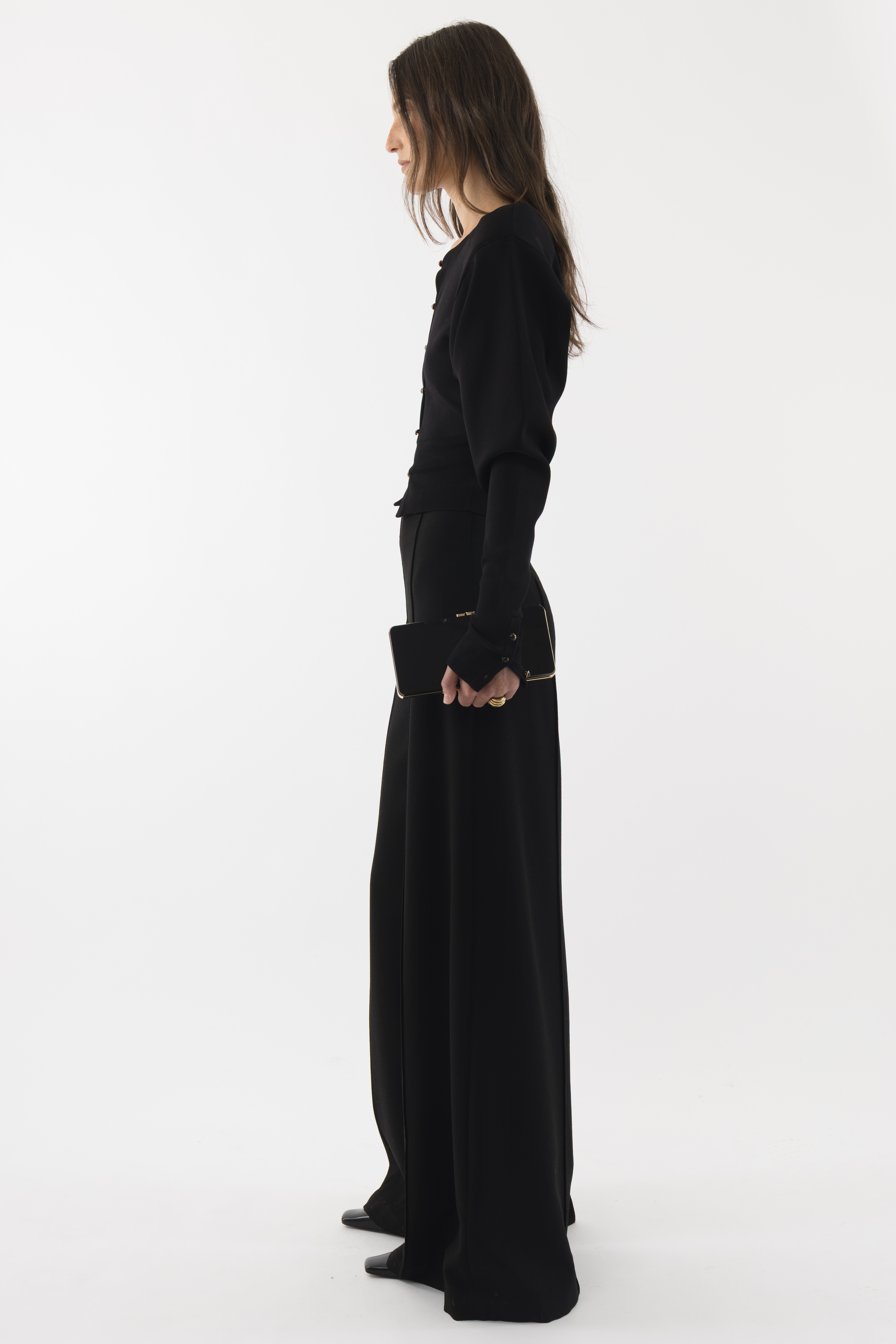 Arakii Shoulder Pad Cardigan In Black
