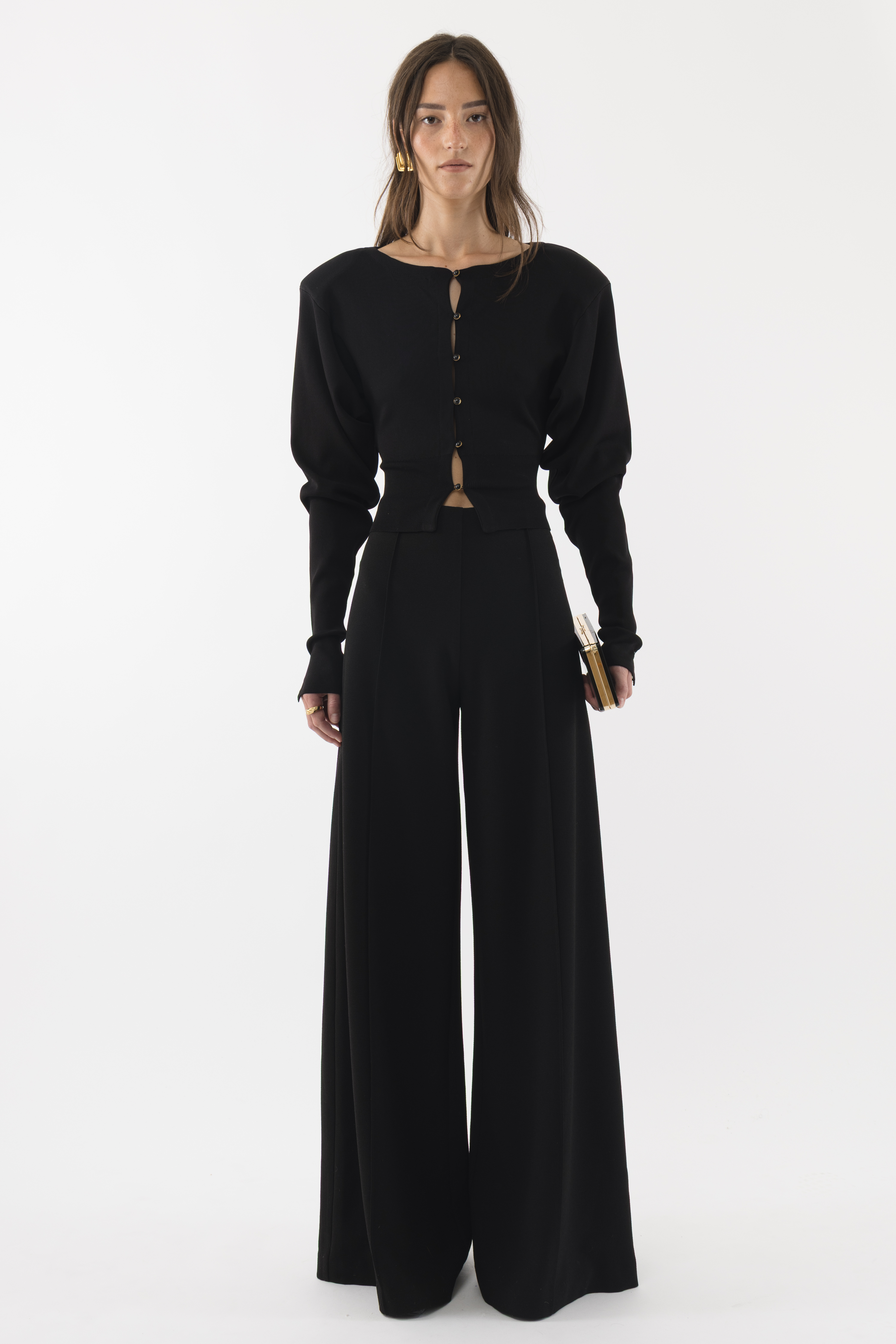 Arakii Shoulder Pad Cardigan In Black