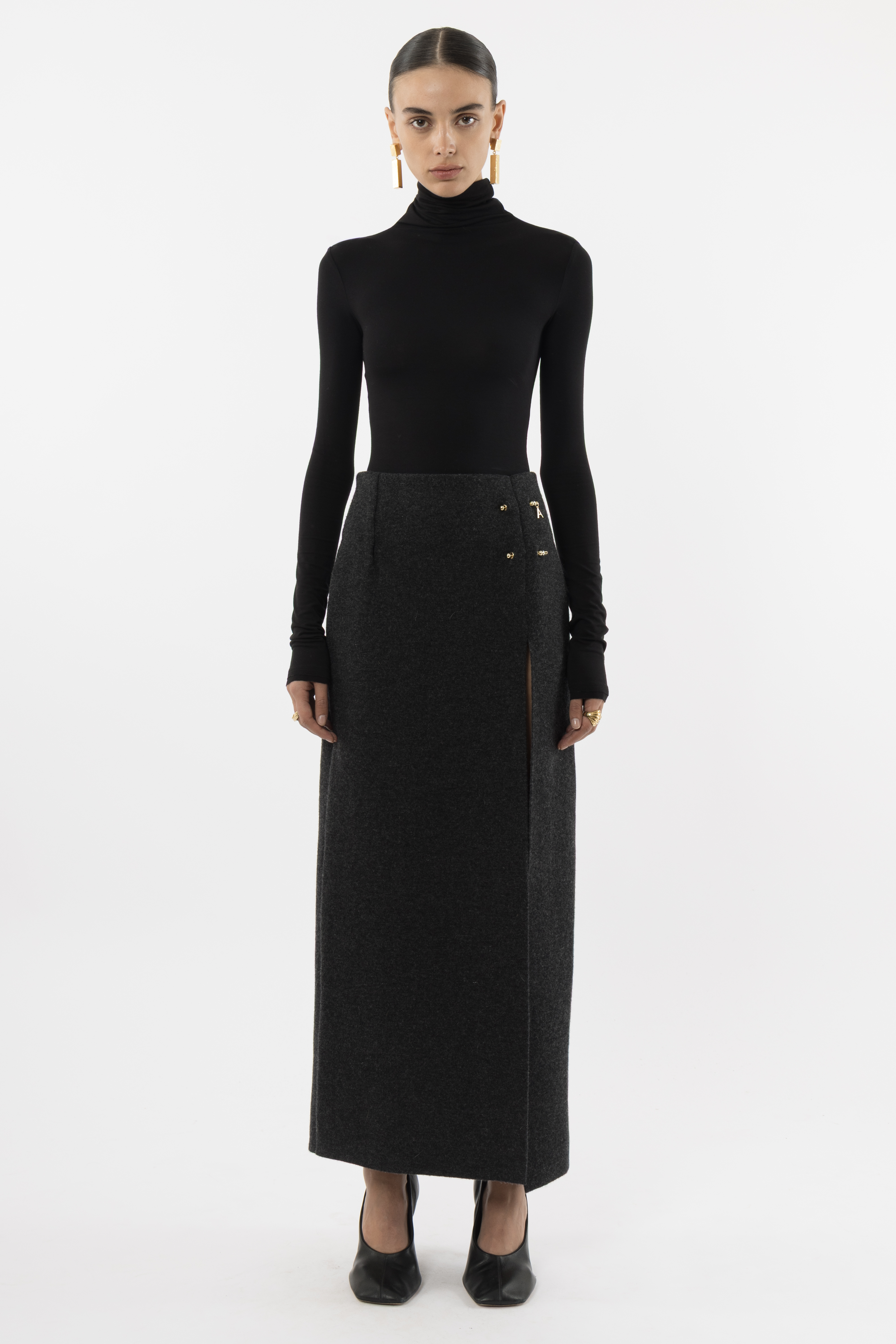 Arakii Maxi Pin Skirt In Gray