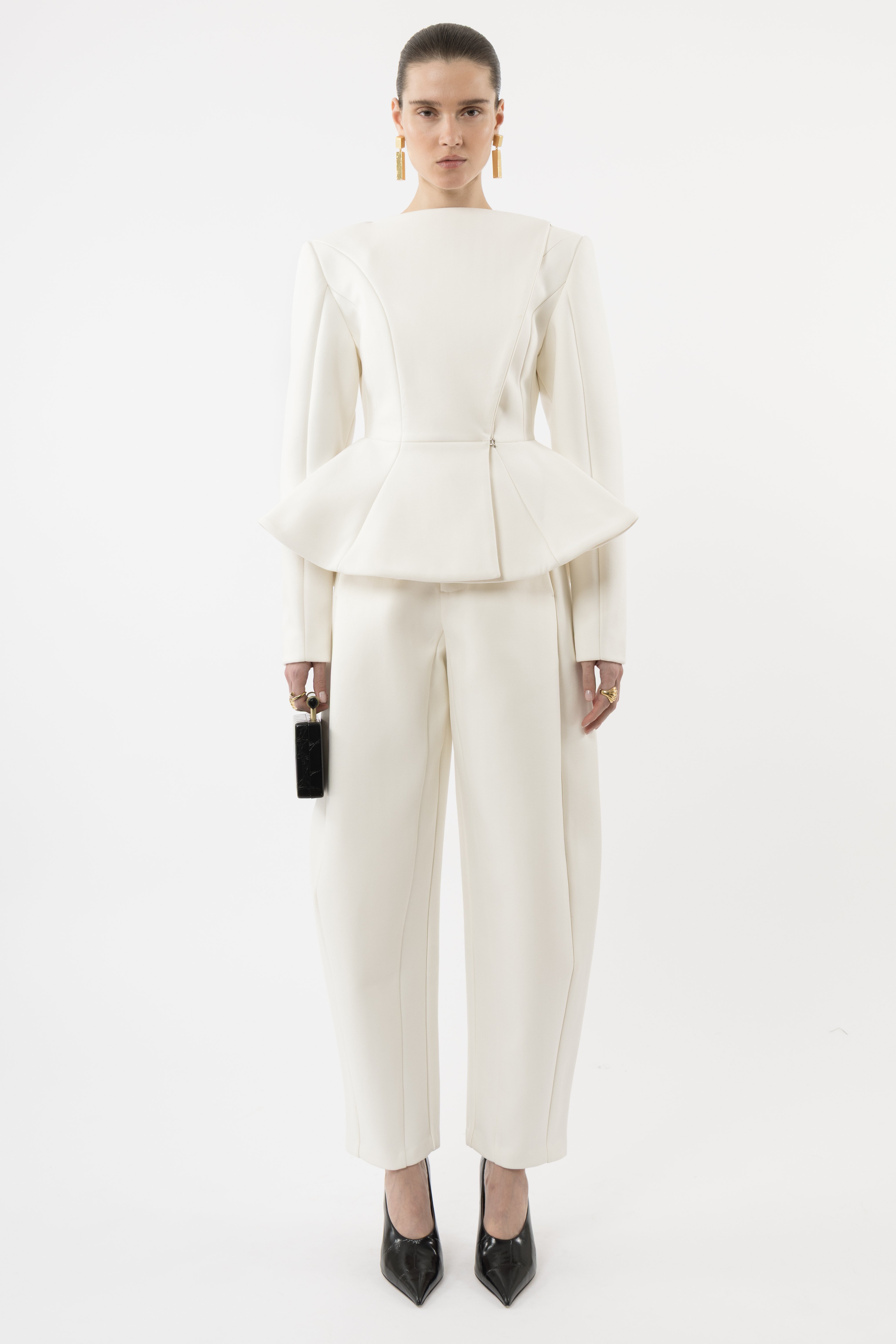 Arakii Peplum Blazer In White