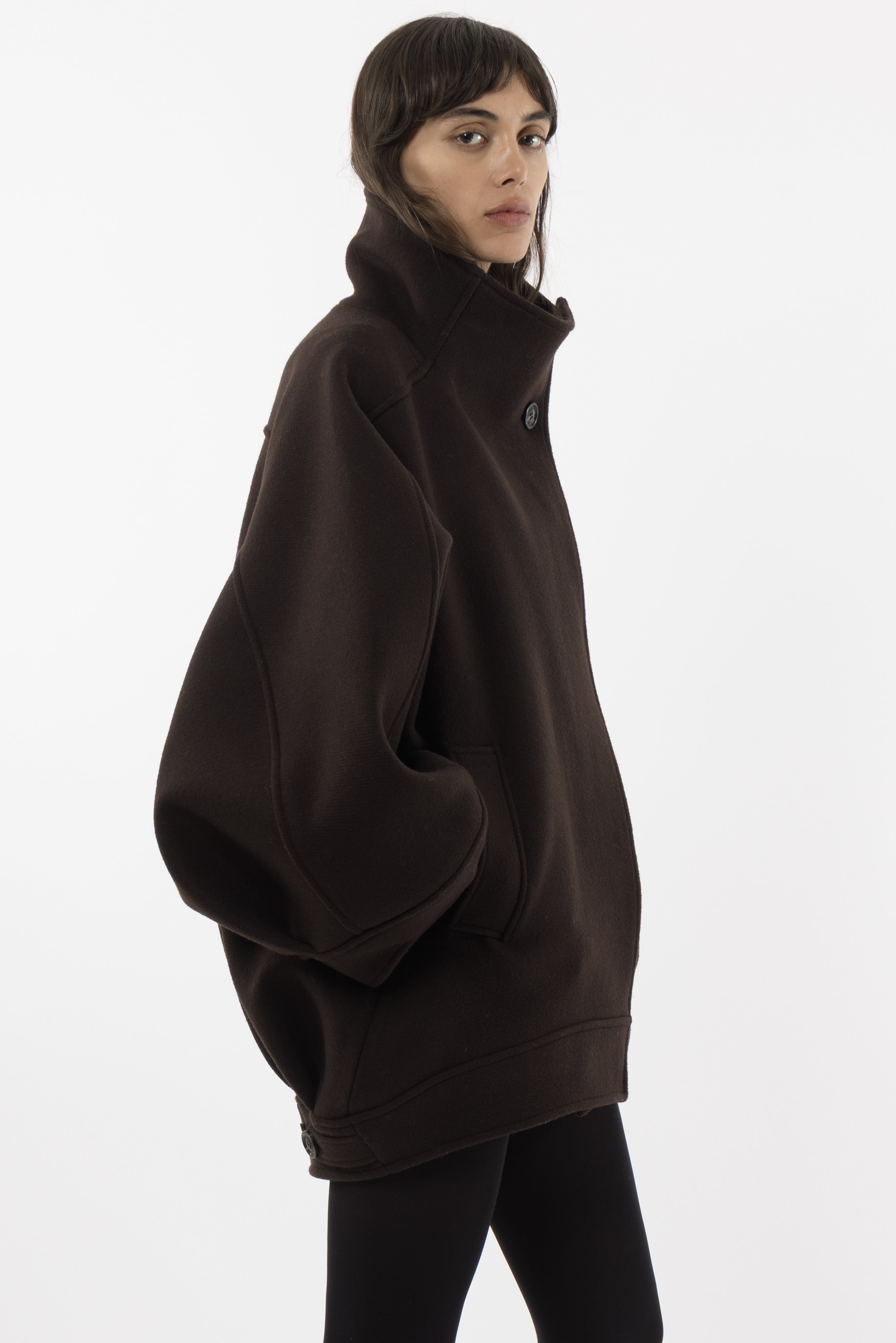 Arakii Voluminous Wool Jacket In Brown