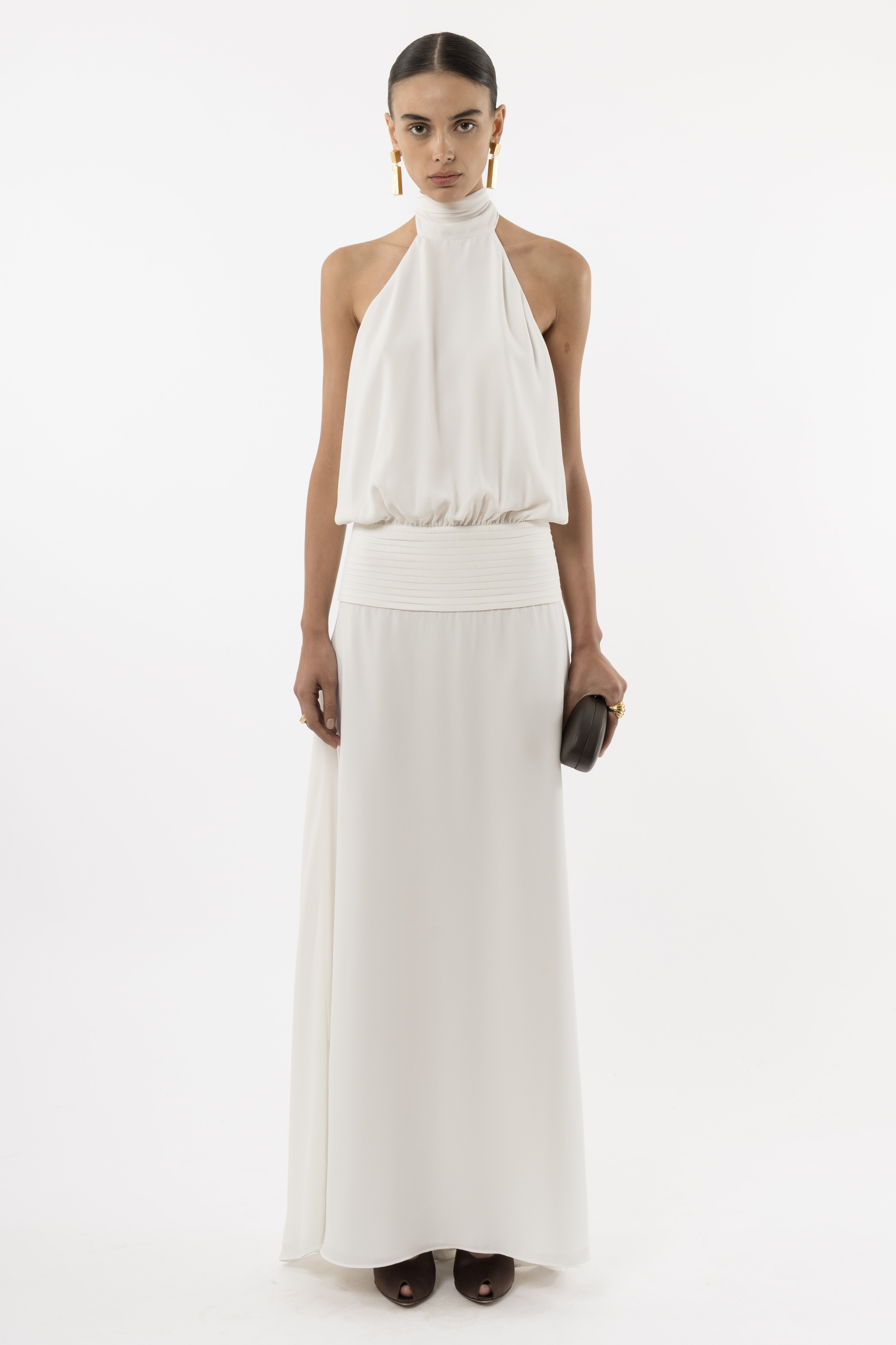 Arakii Deep Back Halter Dress In Red