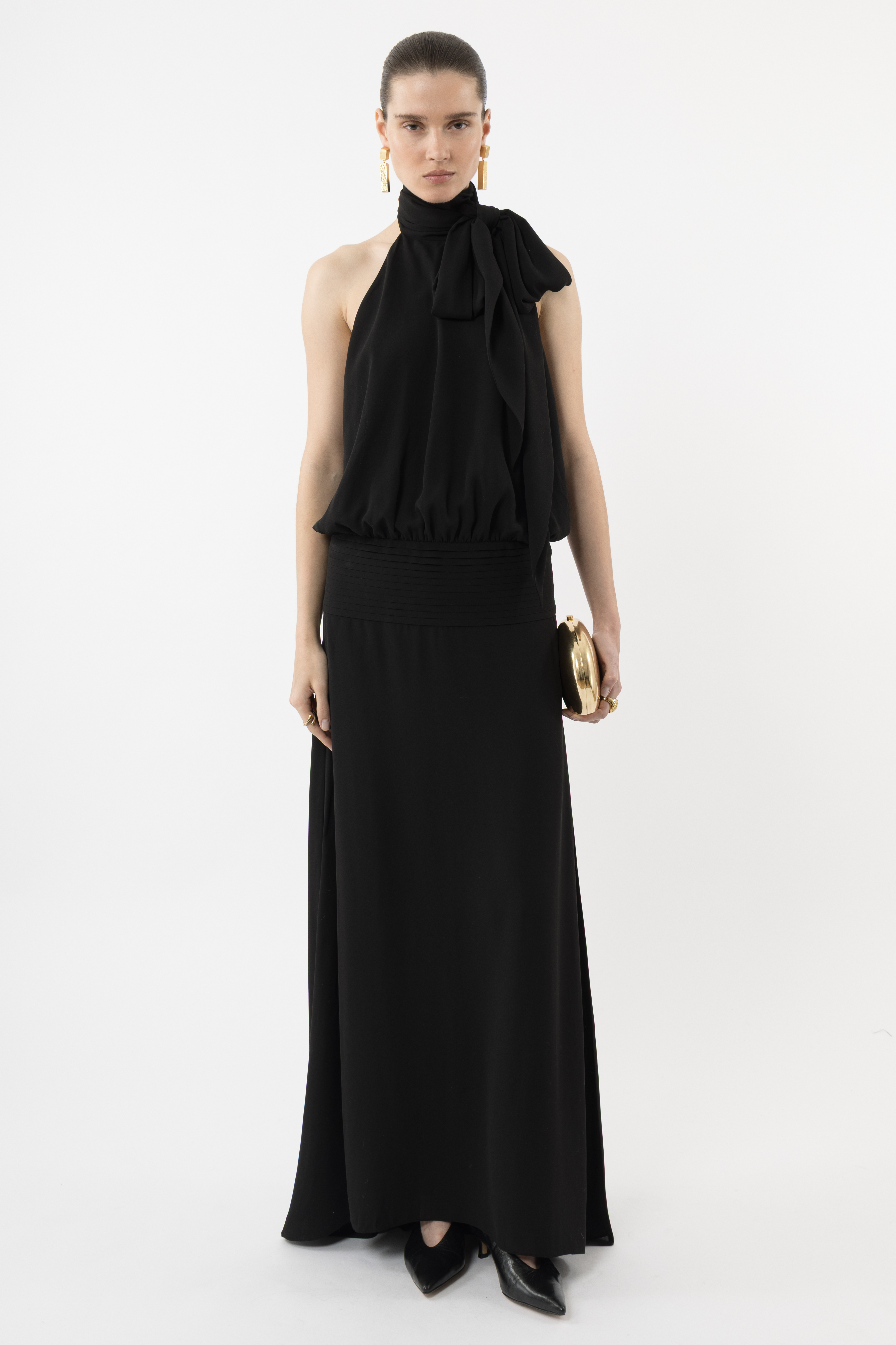 Arakii Deep Back Halter Dress In Black